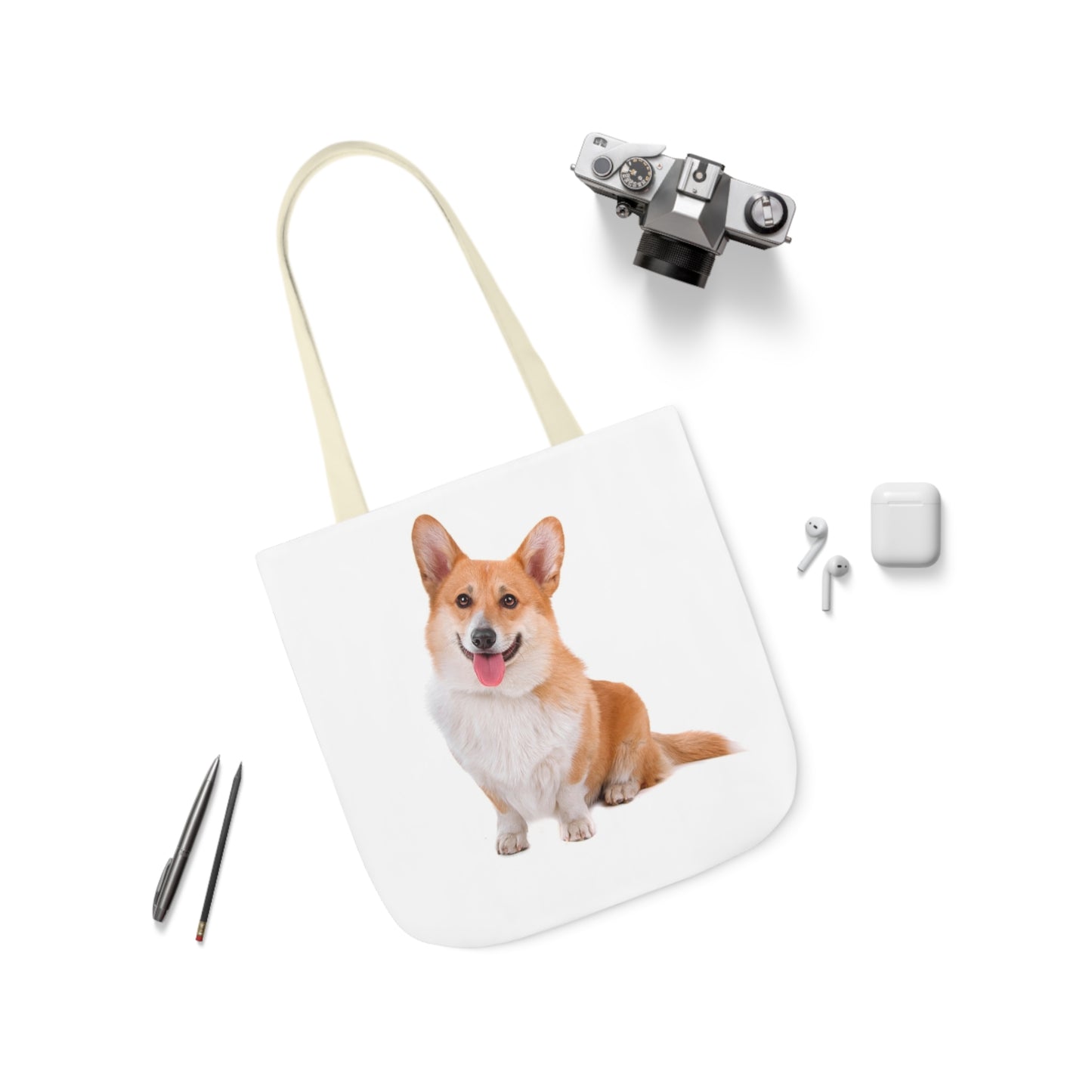 Corgi 1 - Canvas Tote Bag, 5-Color Straps