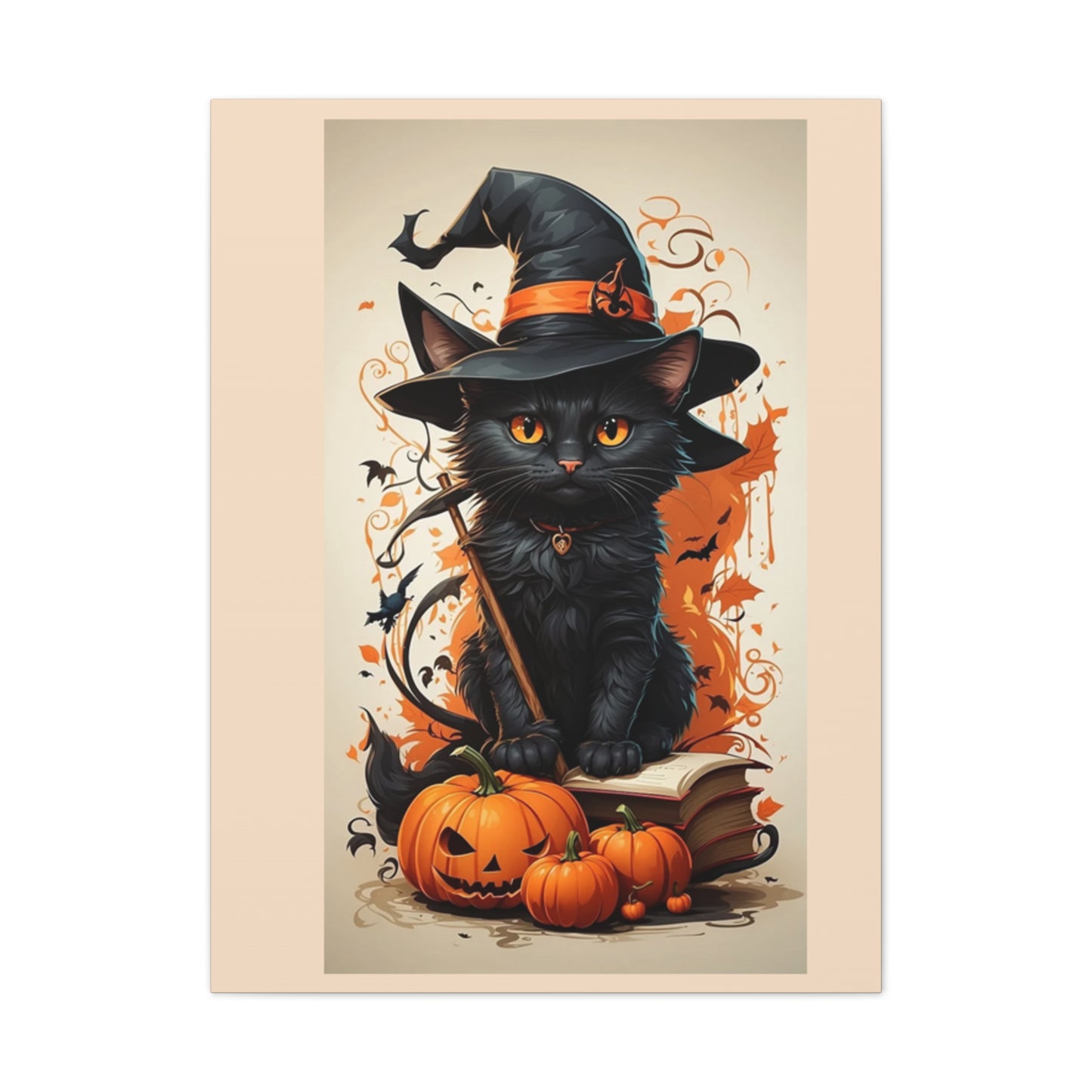 Black Cat - Canvas Stretched, 0.75" - Halloween