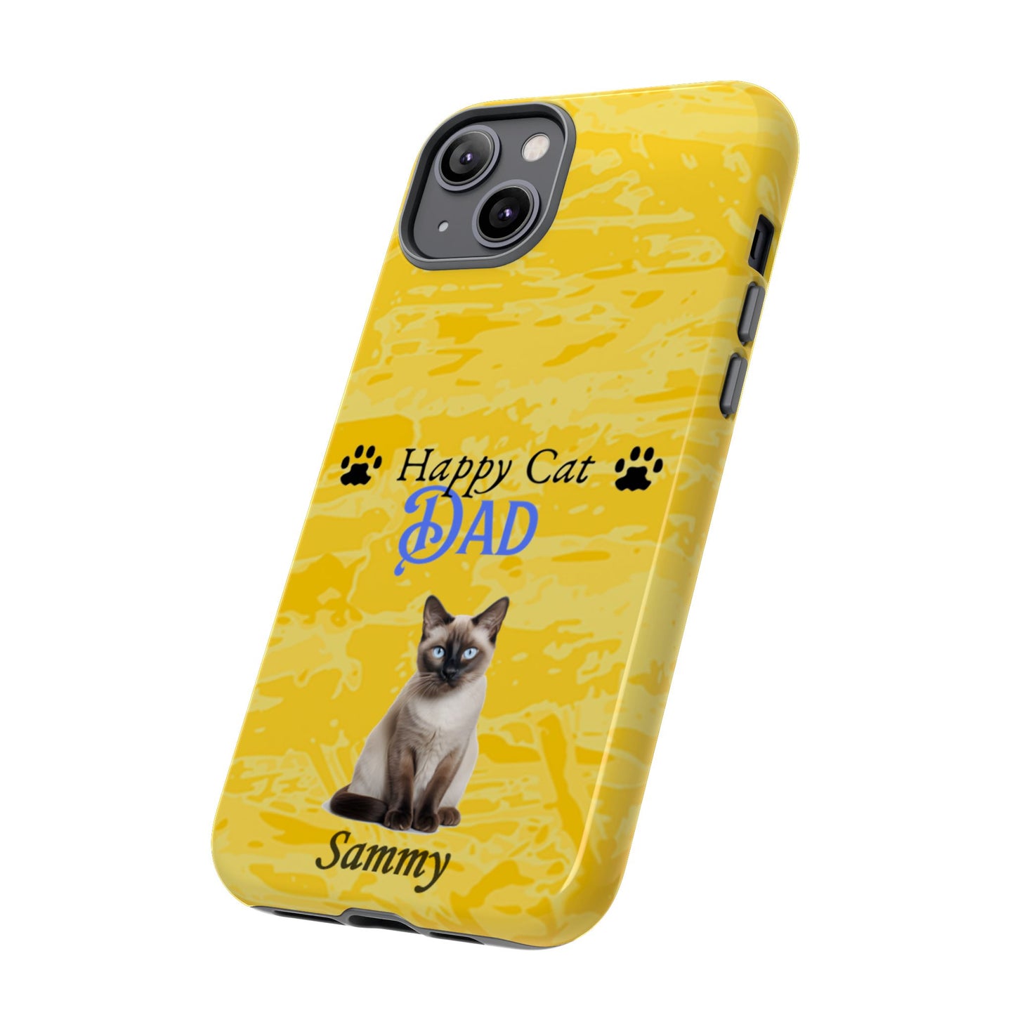 Happy Cat Dad - Personalized - Whimsical Phone Cases - Father's Day