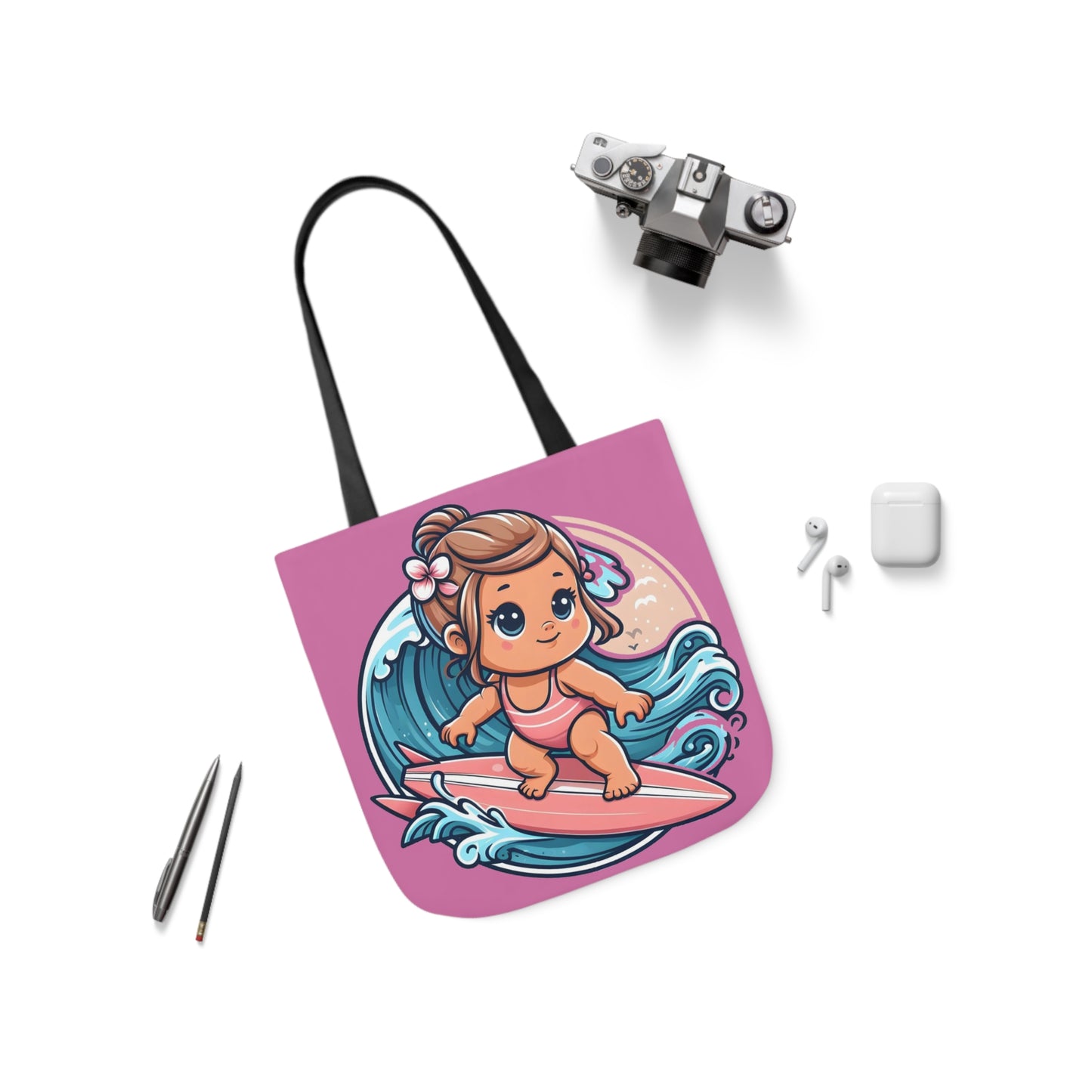 Little Surfer - Canvas Tote Bag, 5-Color Straps