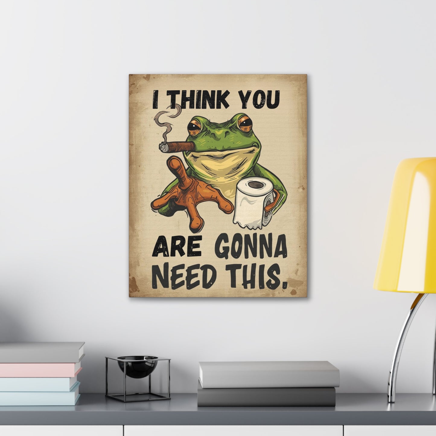 Frog - Canvas Stretched, 0.75" - 2026 Wall Art - Bathroom Humor
