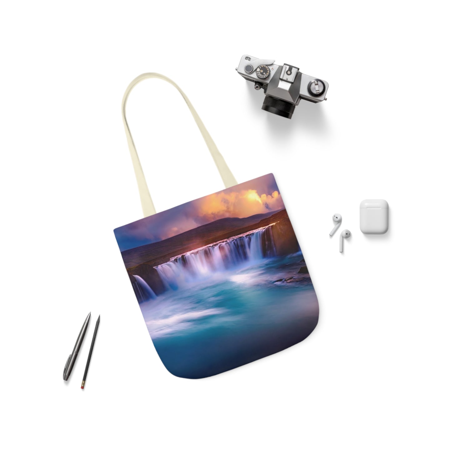 Waterfall - Canvas Tote Bag, 5-Color Straps