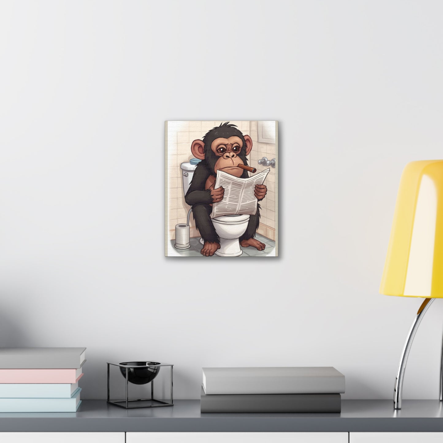Chimp on the pot - Canvas Stretched, 0.75" - Wall Art 2026 - Bathroom Humor