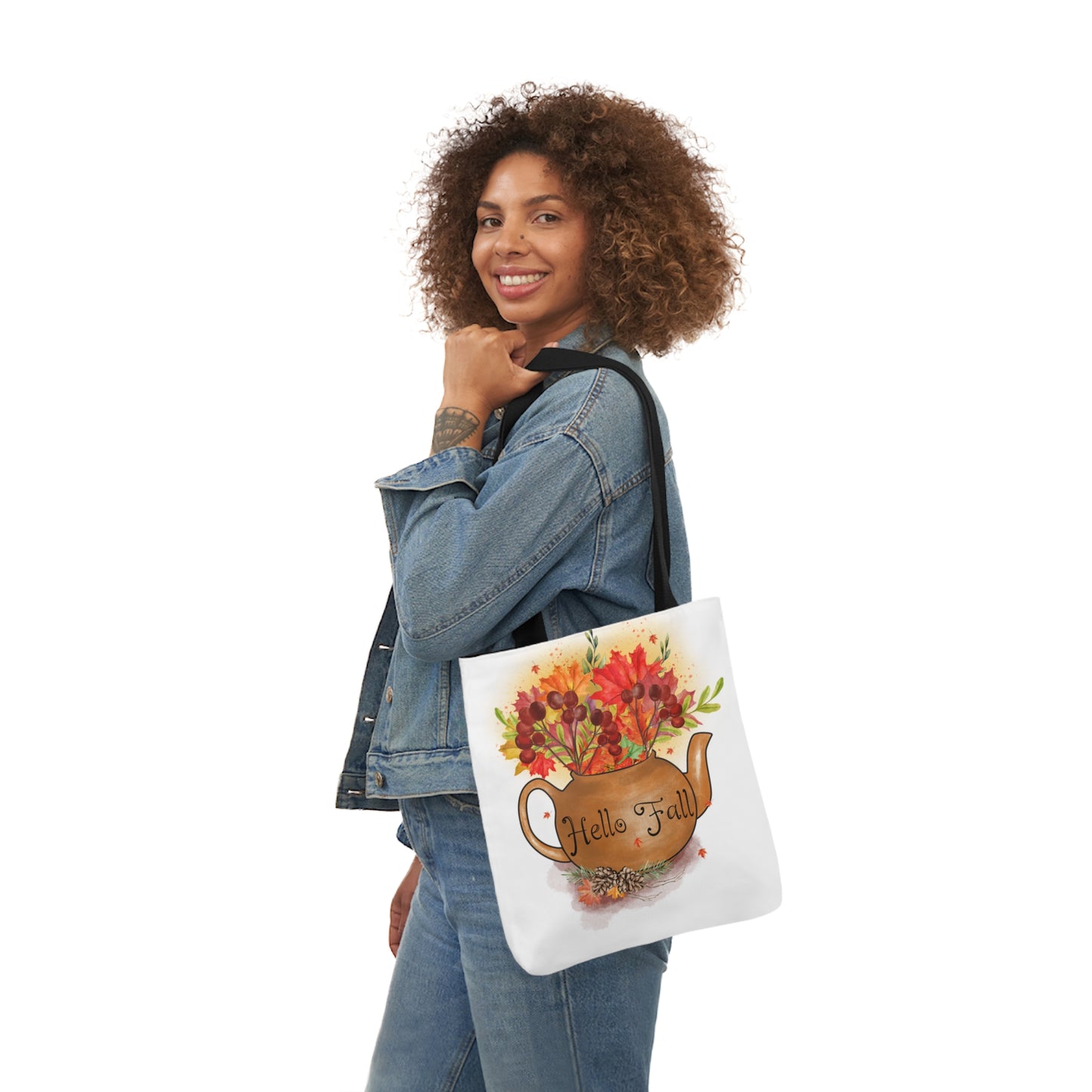 Hello Fall - Canvas Tote Bag, 5-Color Straps