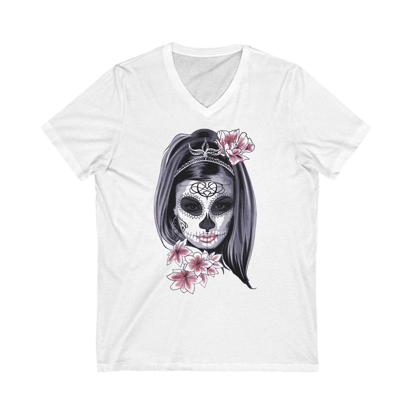 Dia Los Muertos - Unisex Jersey Short Sleeve V-Neck T-shirts - Halloween