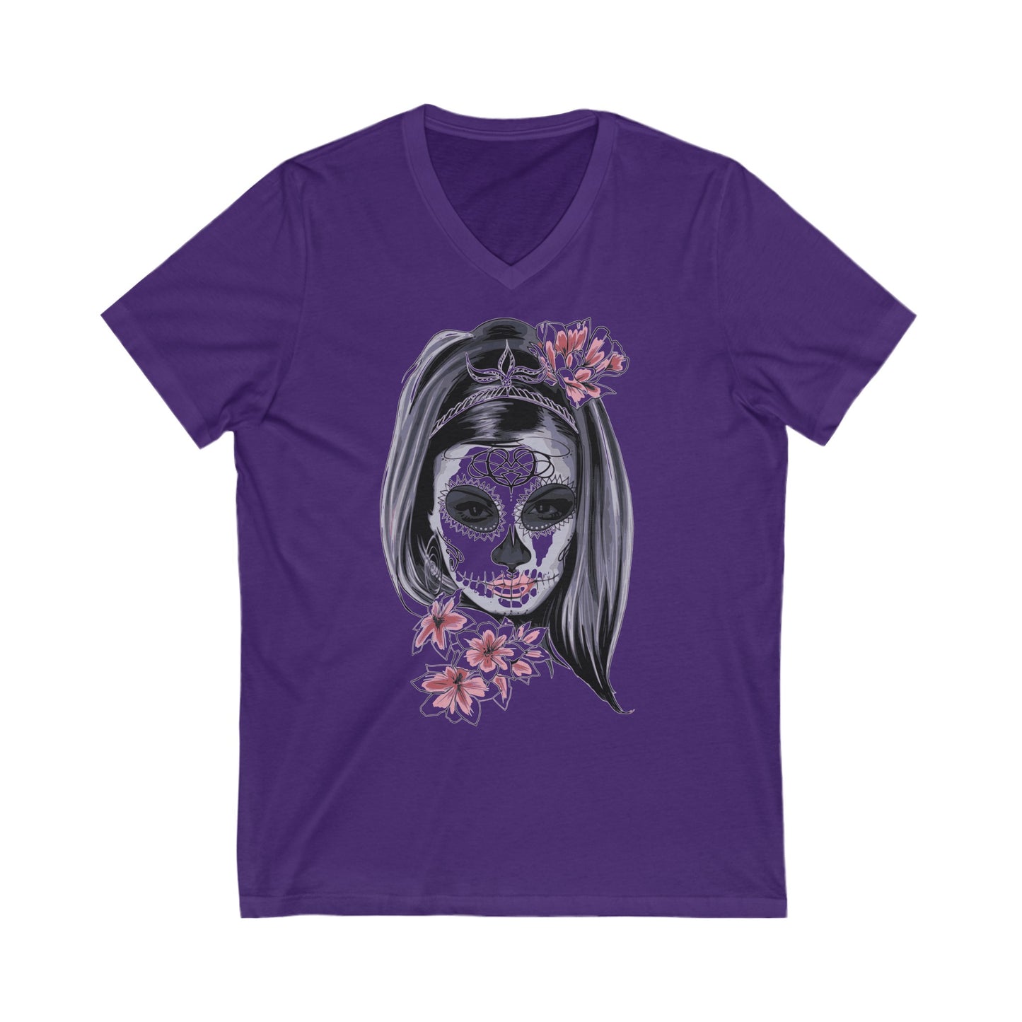 Dia Los Muertos - Unisex Jersey Short Sleeve V-Neck T-shirts - Halloween