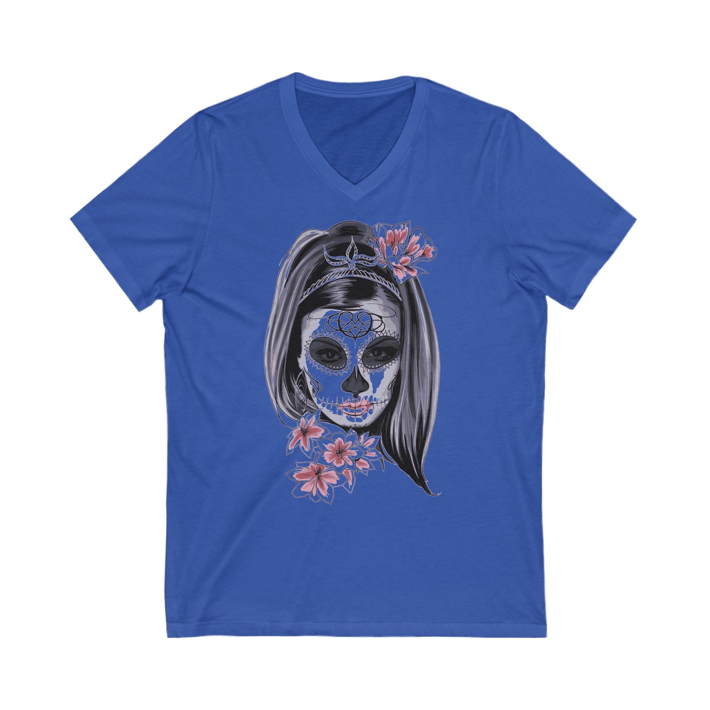 Dia Los Muertos - Unisex Jersey Short Sleeve V-Neck T-shirts - Halloween