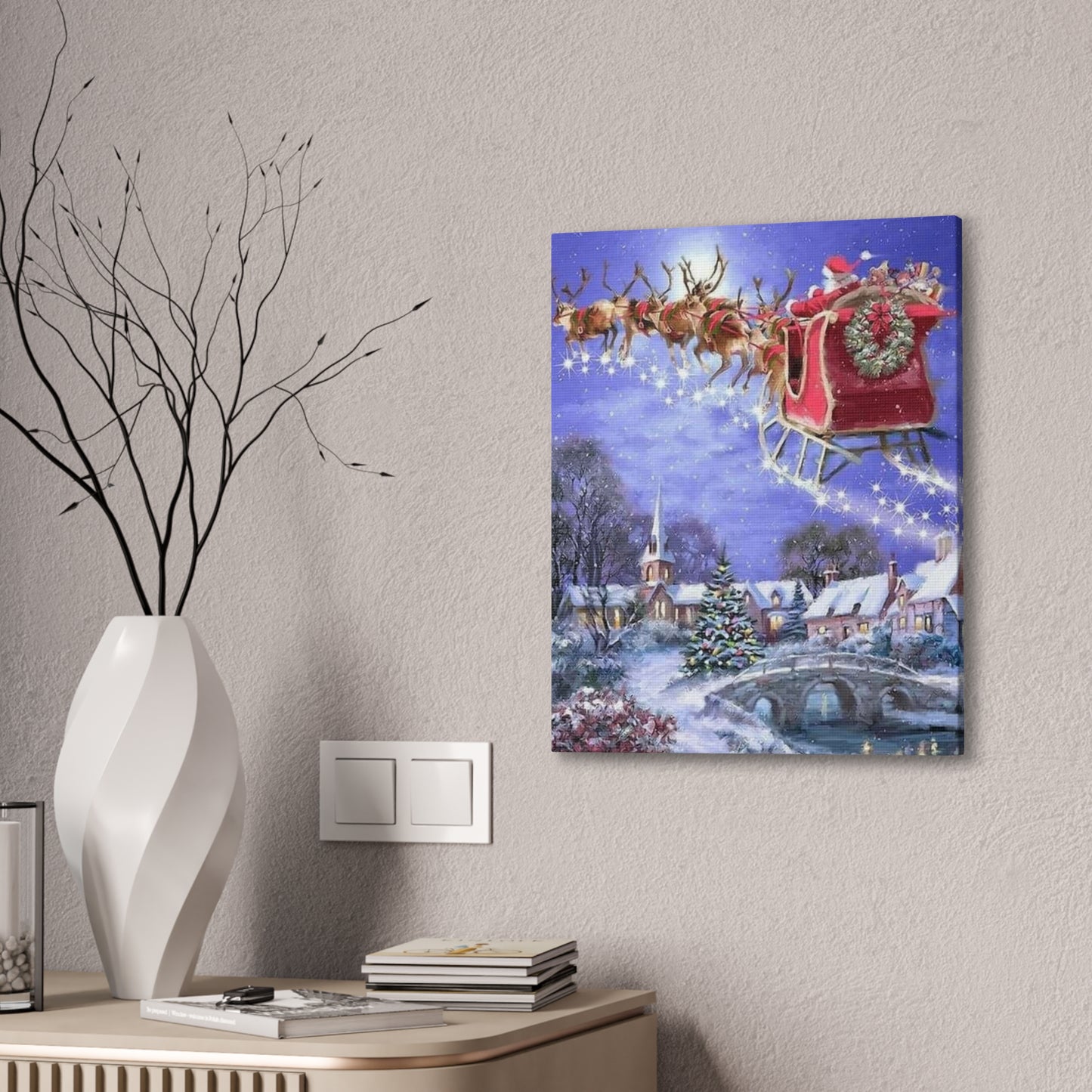 Santa's Coming - Canvas Stretched, 0.75" Christmas