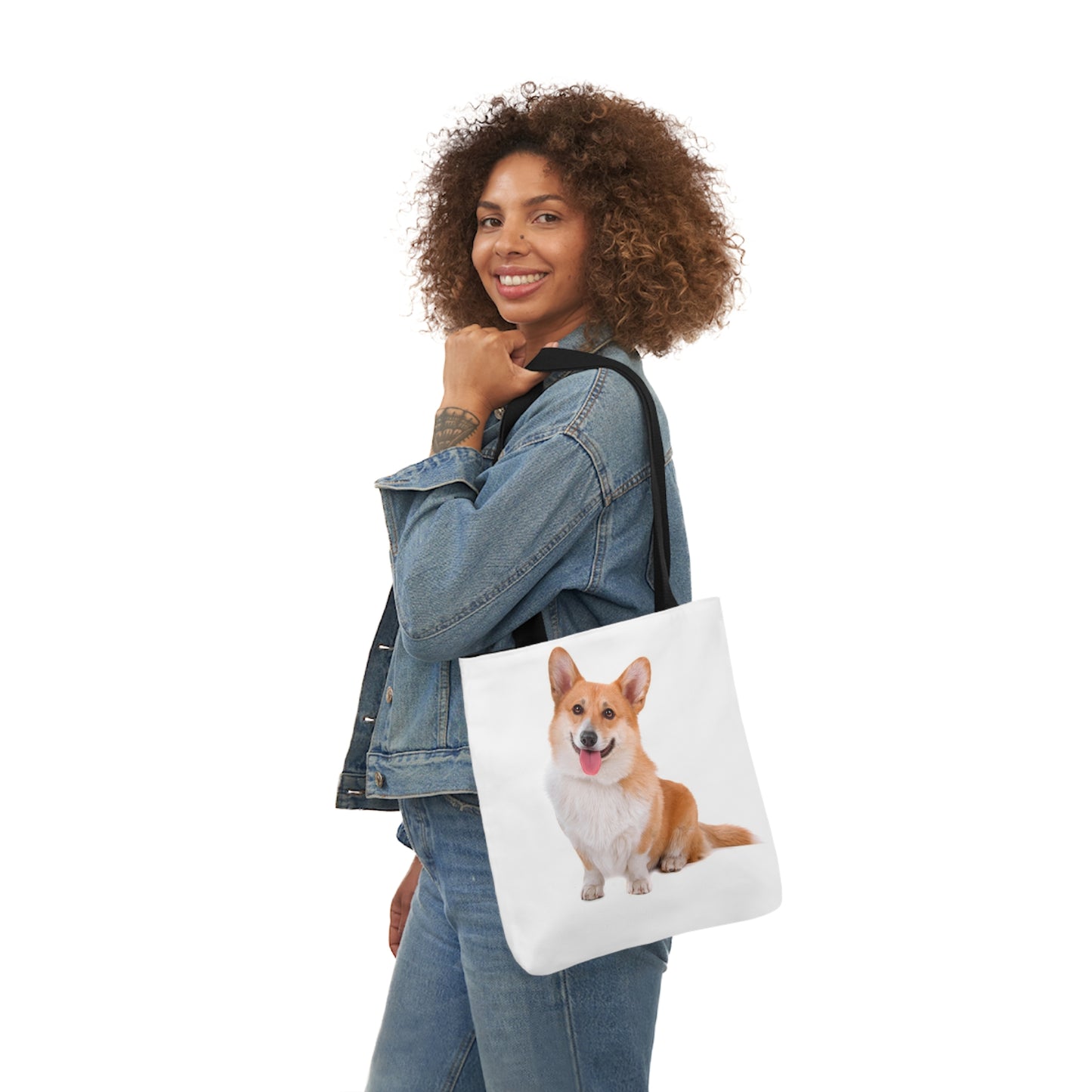 Corgi 1 - Canvas Tote Bag, 5-Color Straps