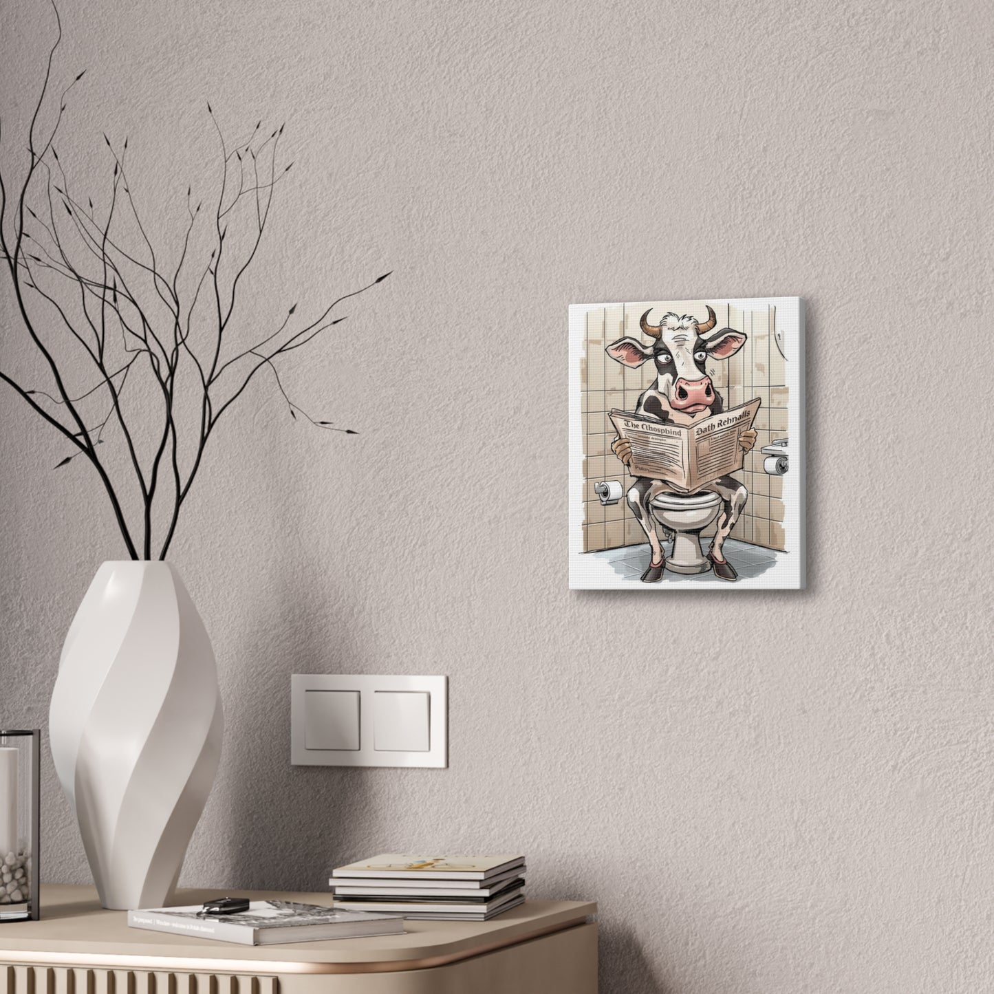 Steer in the John - Canvas Stretched, 0.75" - Wall Art 2026 - Bathroom Humor