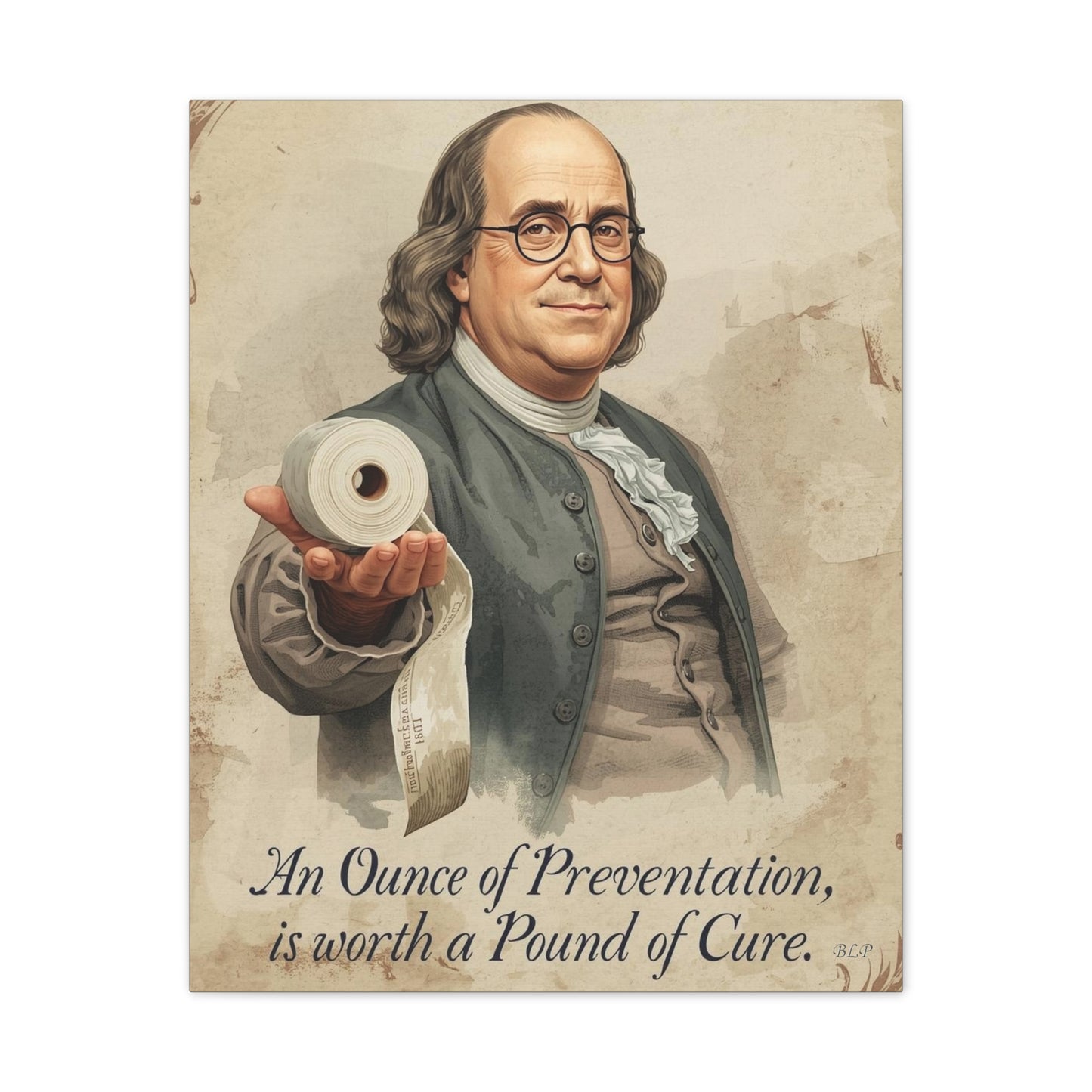 Franklin - Canvas Stretched, 0.75" - 2026 Wall Art - Bathroom Humor