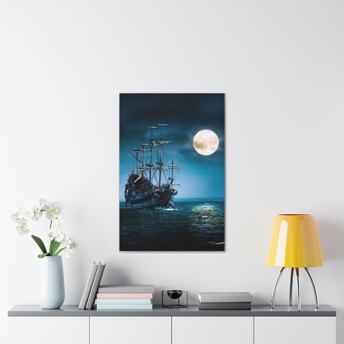 At Sea by Moonlight - Canvas Stretched, 0.75"