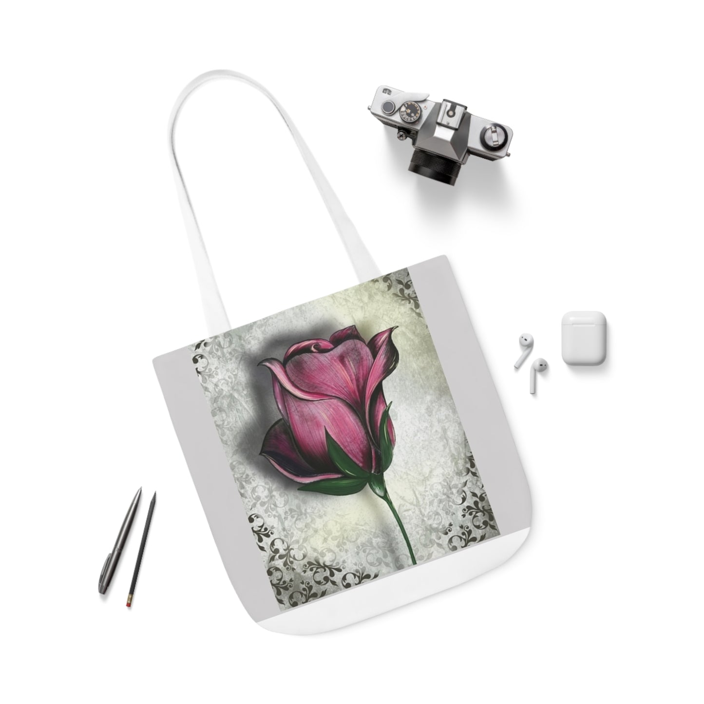 Rose - Canvas Tote Bag, 5-Color Straps