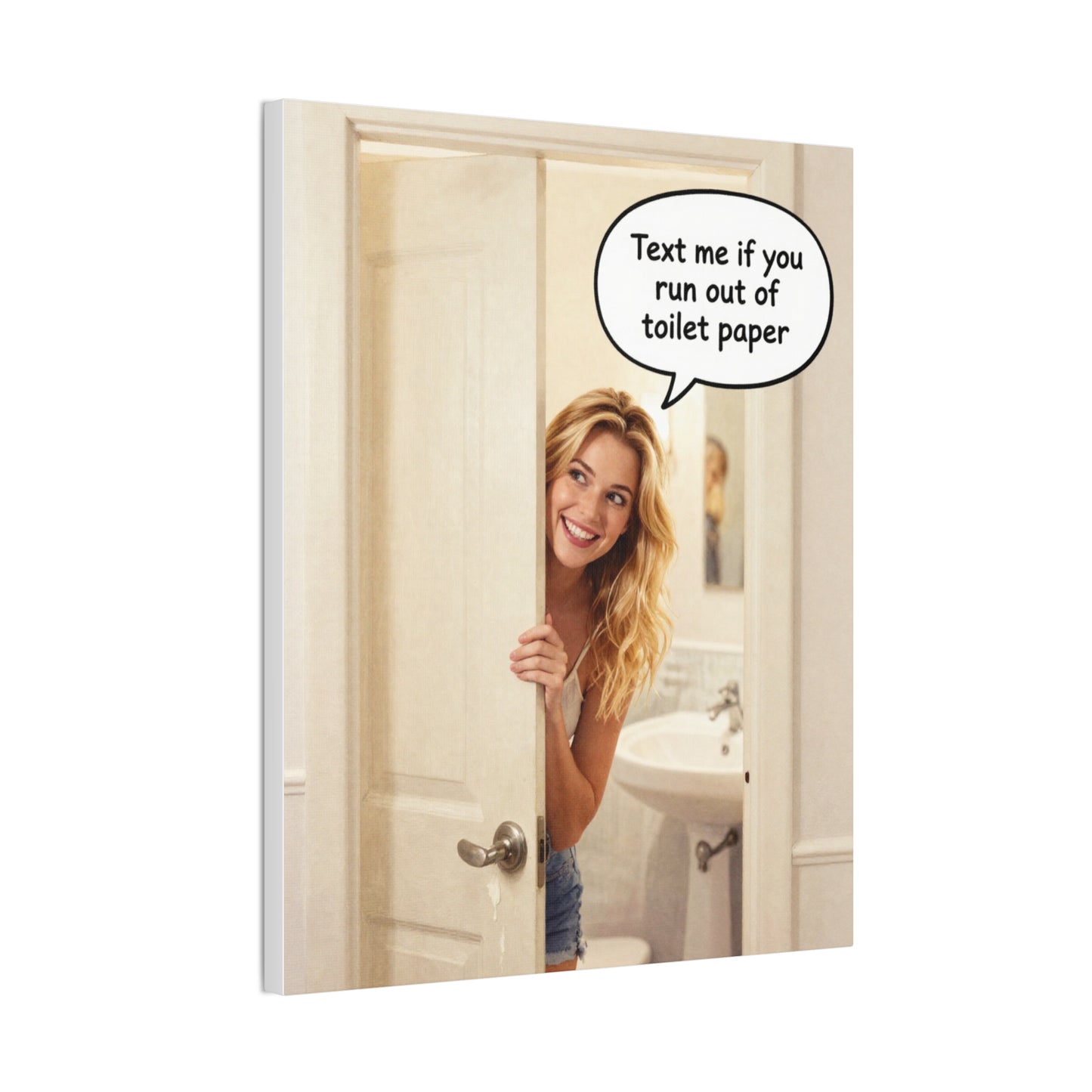 Text Me - Canvas Stretched, 0.75"- Wall Art 2026 - Bathroom Humor