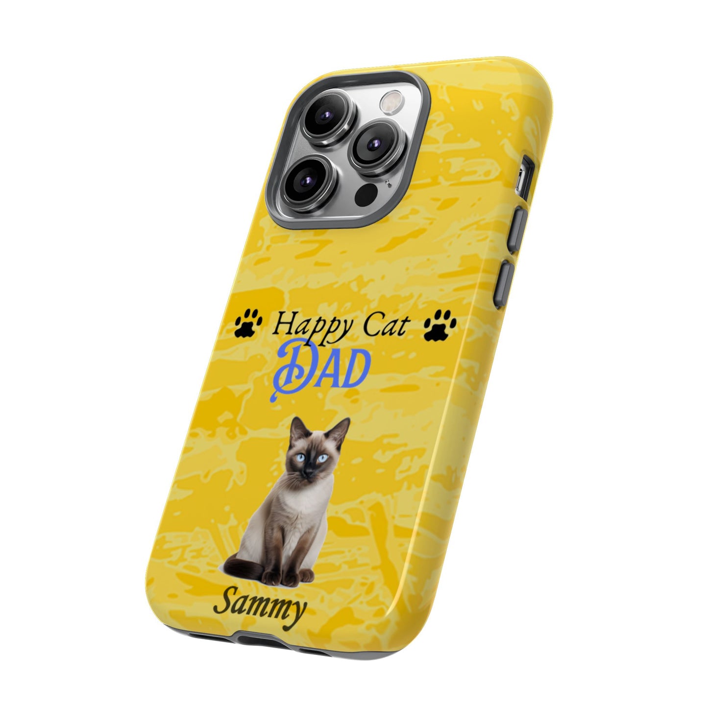 Happy Cat Dad - Personalized - Whimsical Phone Cases - Father's Day