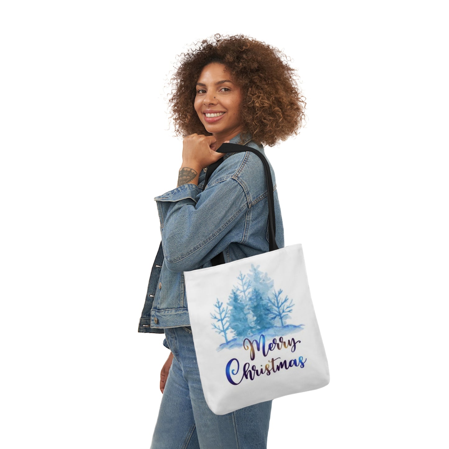 Merry Christmas - Canvas Tote Bag, 5-Color Straps - Christmas