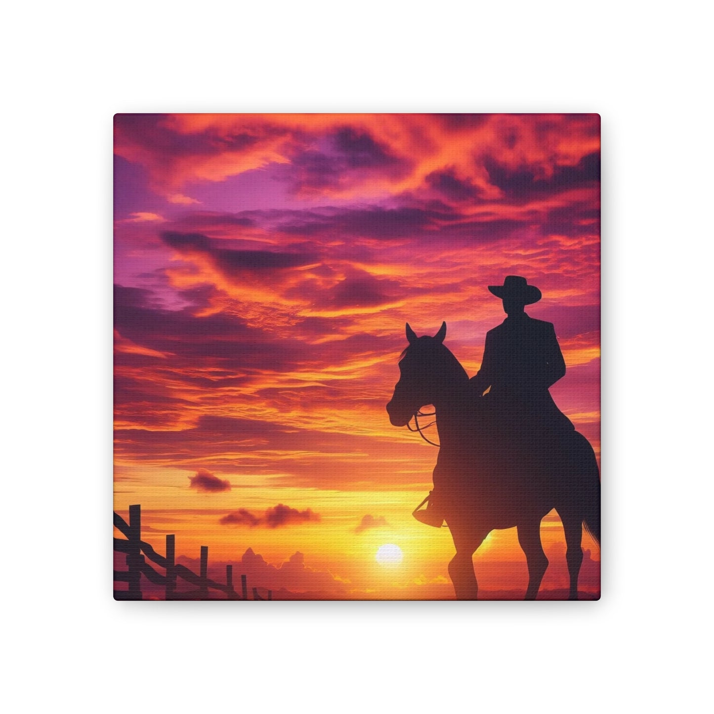 Cowboy in the Sunset - Canvas Stretched, 0.75"