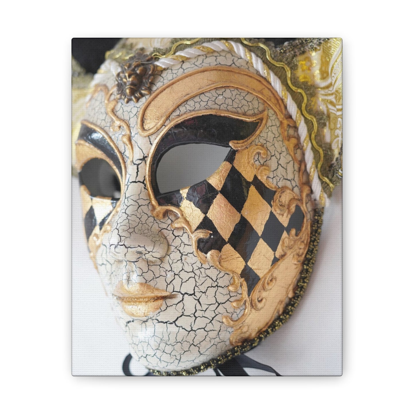 Gold and Silver Mask - Canvas Stretched, 0.75"