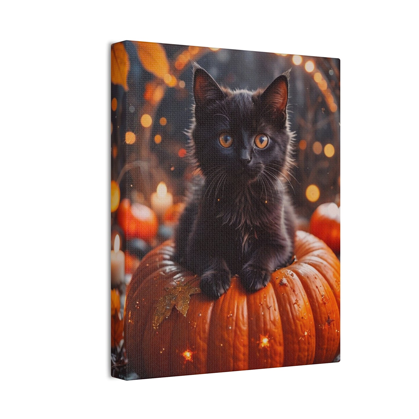 Kitty in Pumkin - Canvas Stretched, 0.75" - Halloween