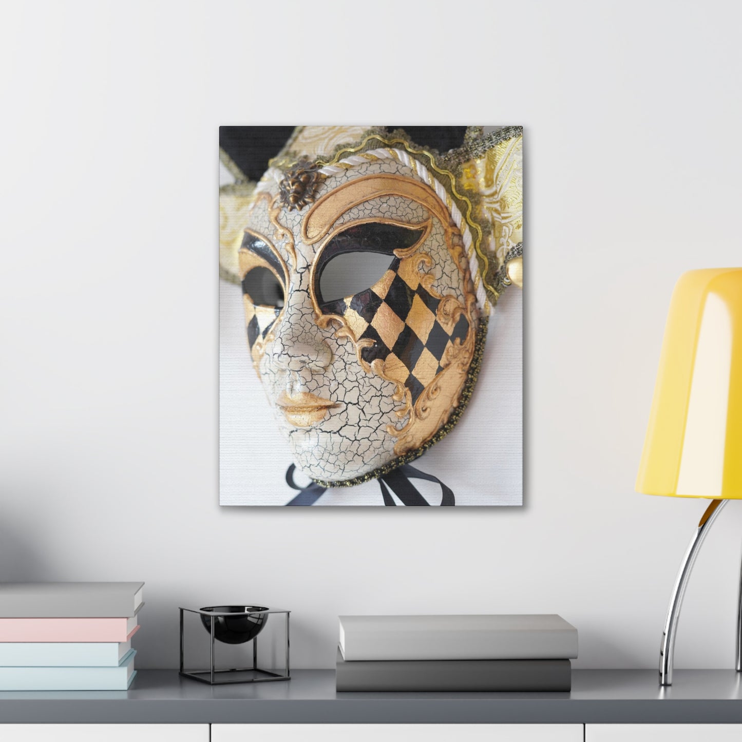 Gold and Silver Mask - Canvas Stretched, 0.75"