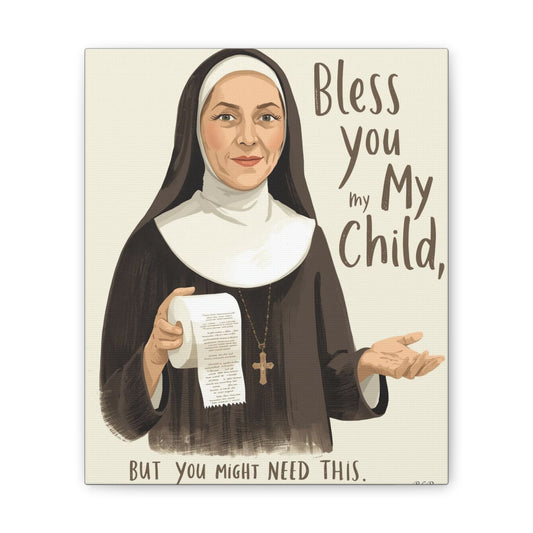 Bless You My Child - Canvas Stretched, 0.75" - 2026 Wall Art - Bathroom Humor