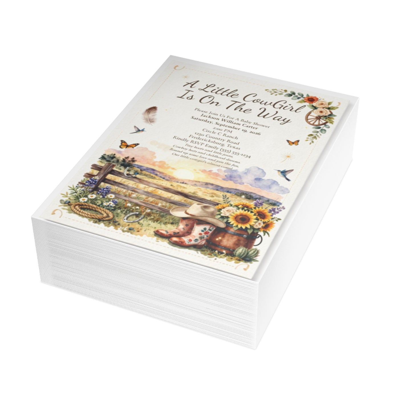 Little Cowgirl - Postcard Bundles (envelopes included)