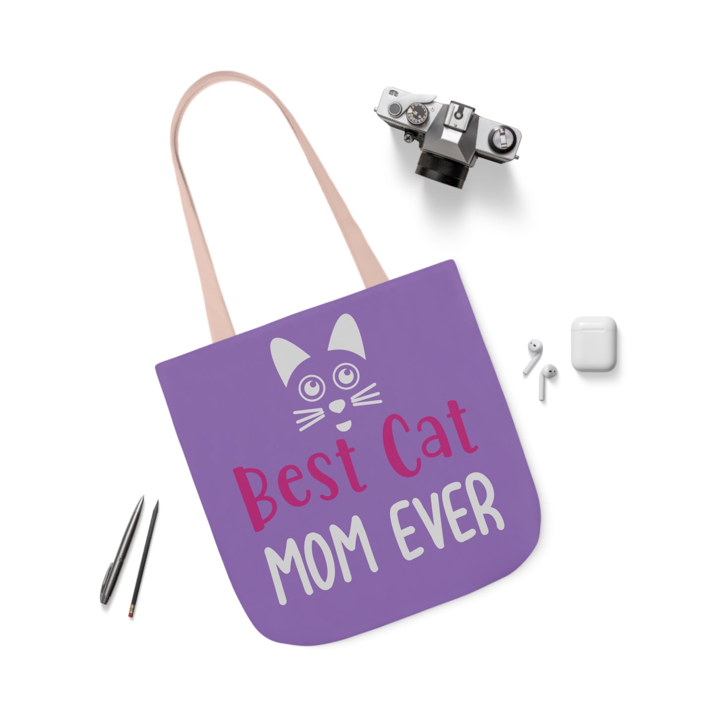 Best Cat Mom Ever - Canvas Tote Bag, 5-Color Straps - Mother's Day