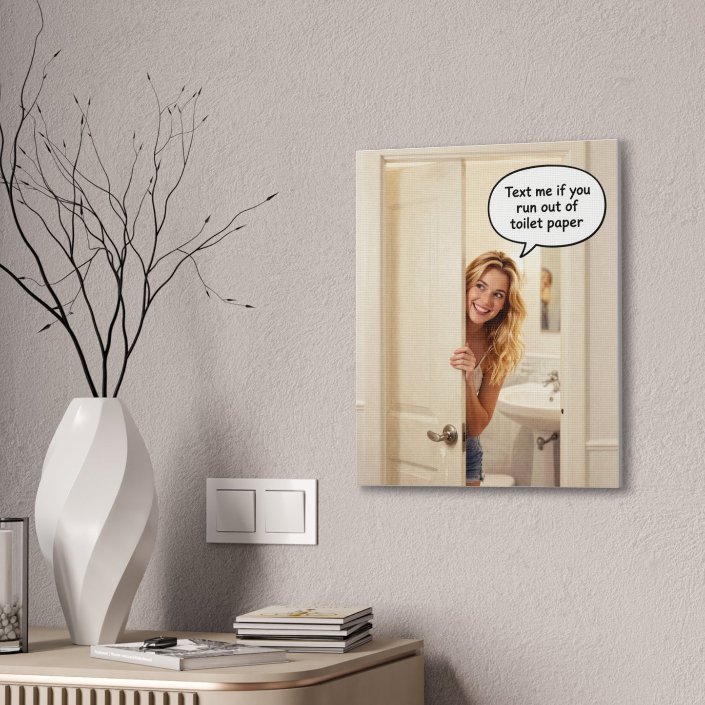Text Me - Canvas Stretched, 0.75"- Wall Art 2026 - Bathroom Humor