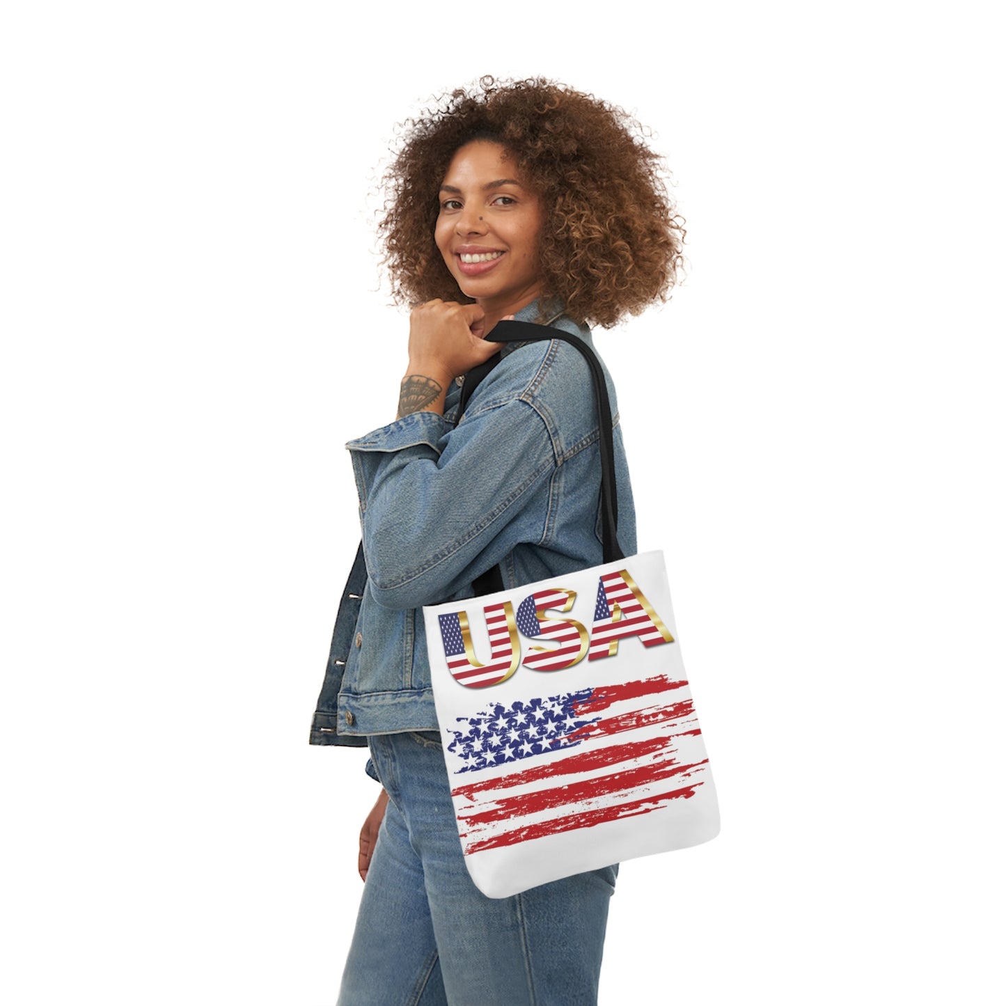 American - Canvas Tote Bag, 5-Color Straps - Patriotic