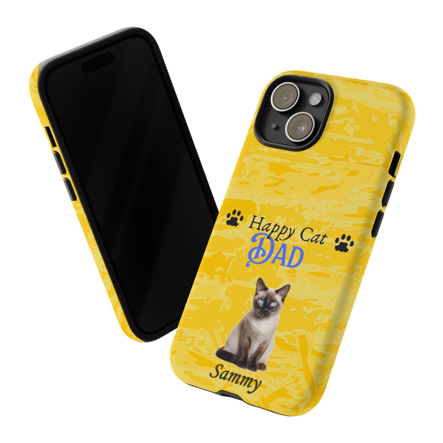 Happy Cat Dad - Personalized - Whimsical Phone Cases - Father's Day