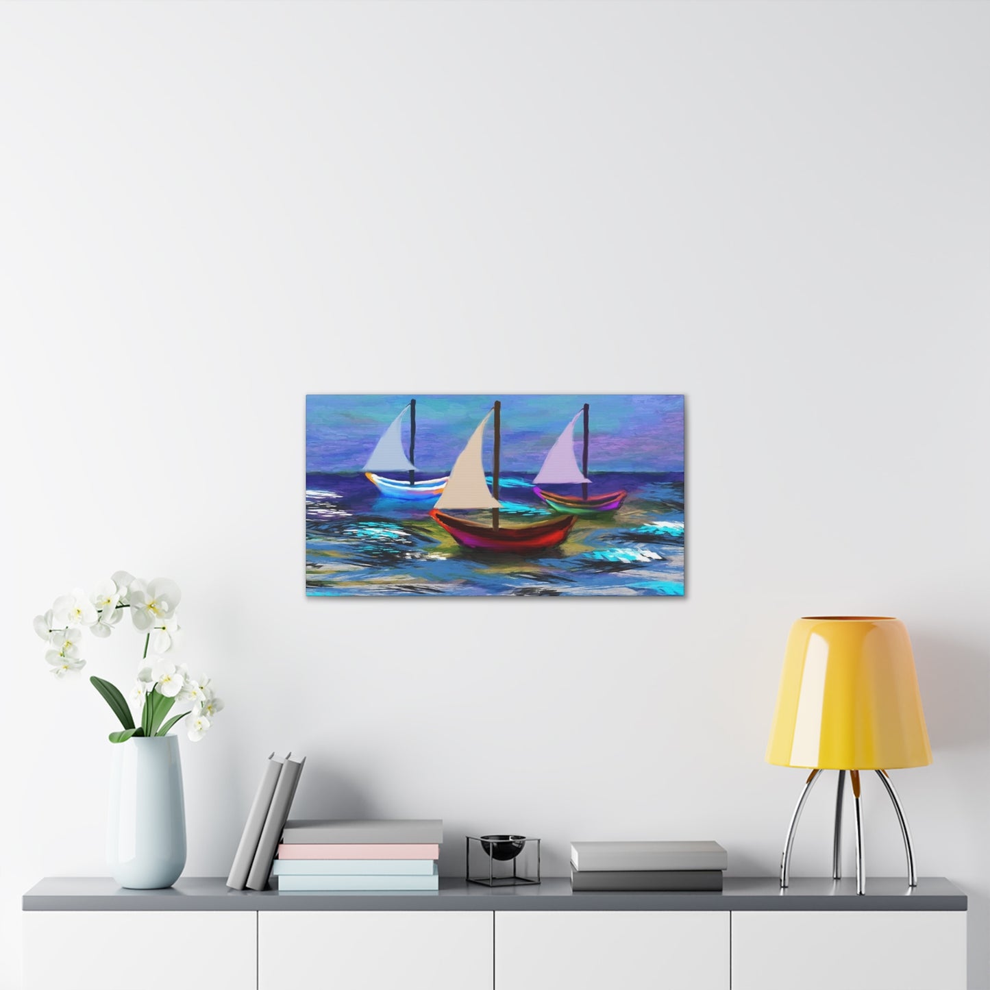 Sail Boats - Pastel _ Canvas Stretched, 0.75"