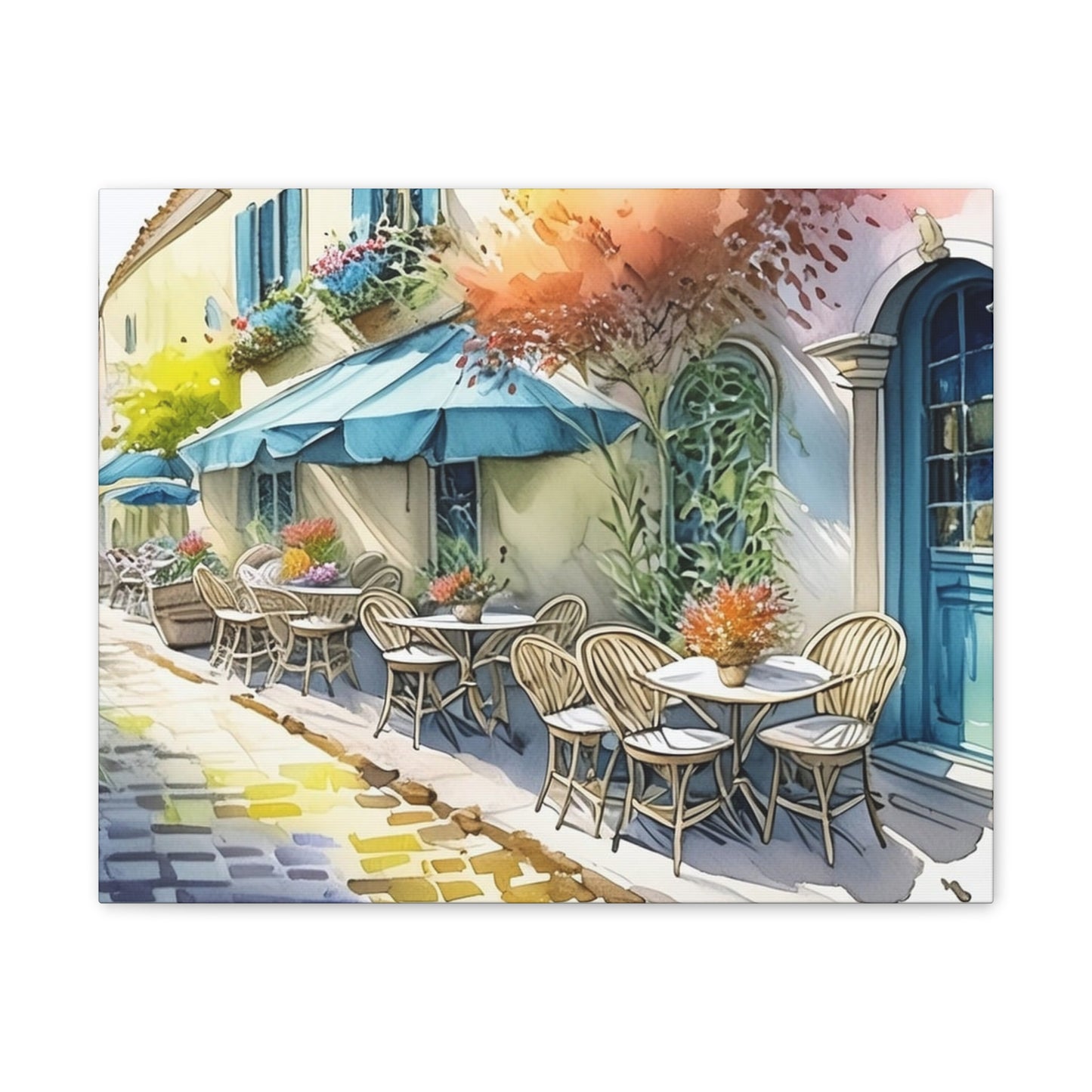 Street Cafe - Canvas Stretched, 0.75"