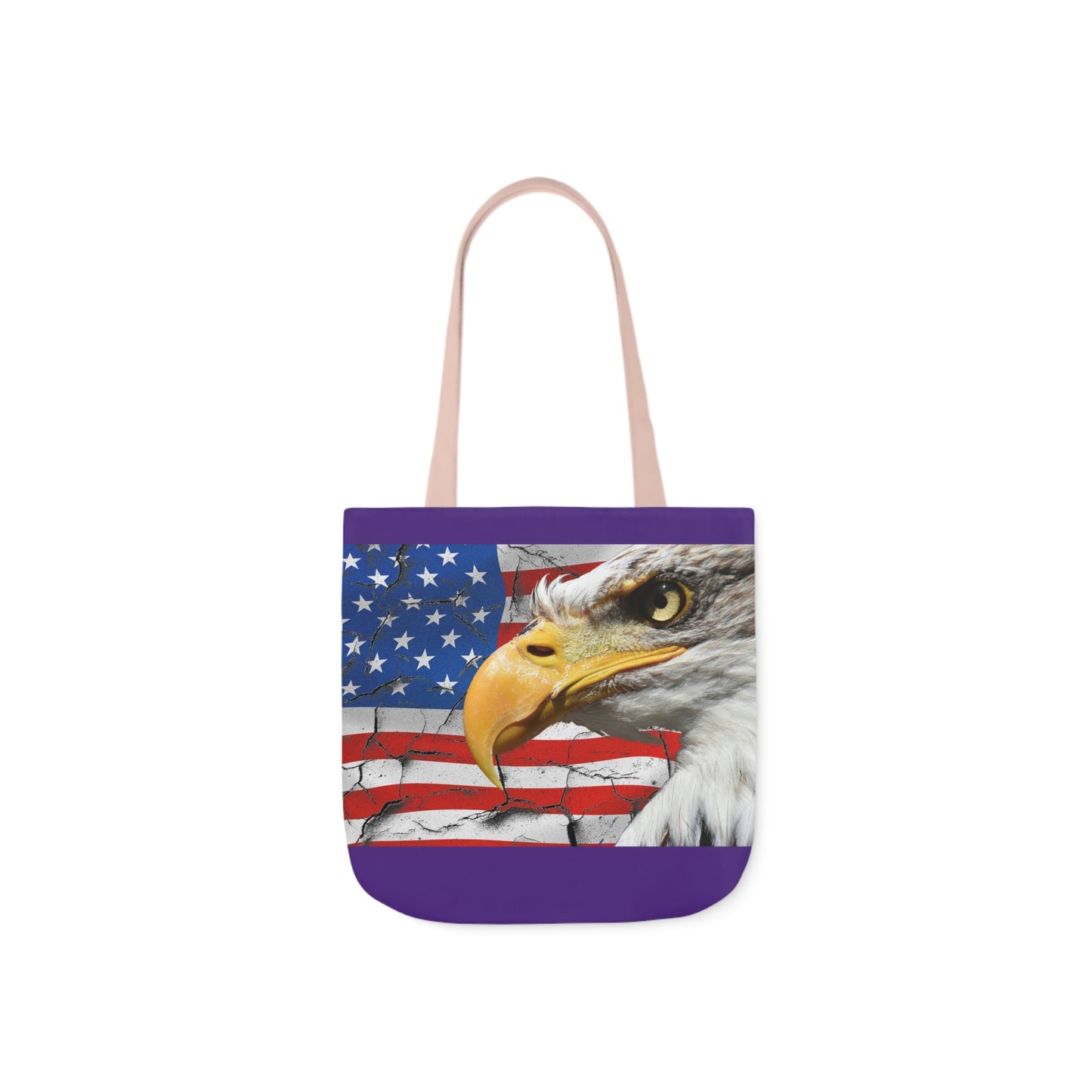 American Eagle - Canvas Tote Bag, 5-Color Straps - Patriotic