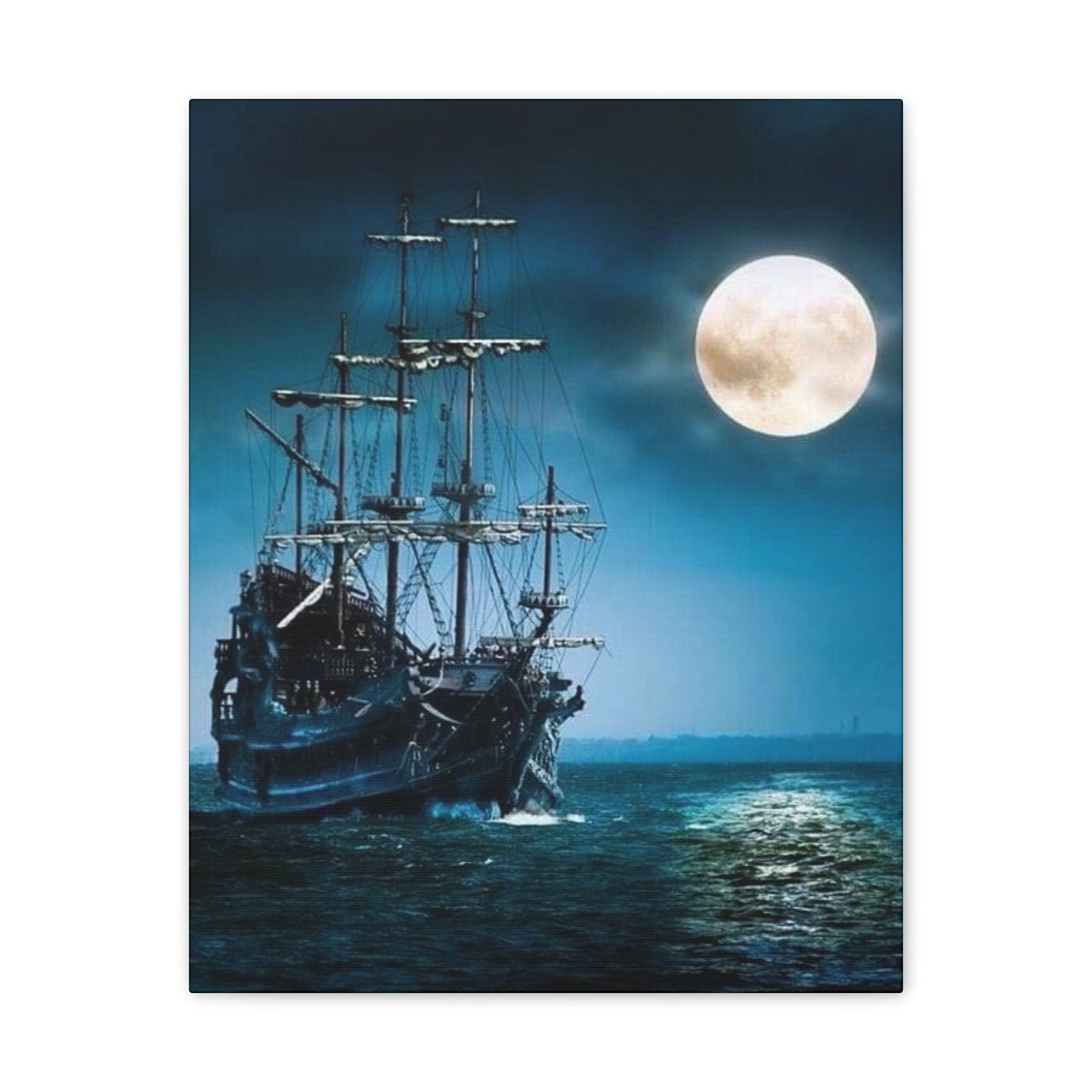 At Sea by Moonlight - Canvas Stretched, 0.75"