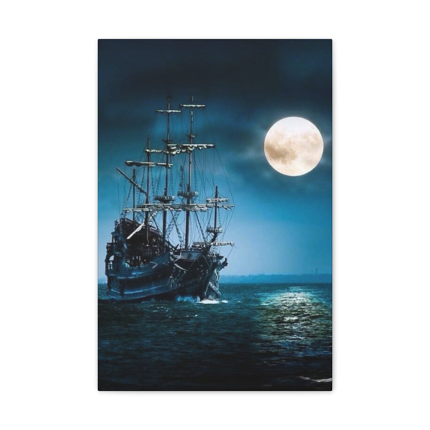 At Sea by Moonlight - Canvas Stretched, 0.75"