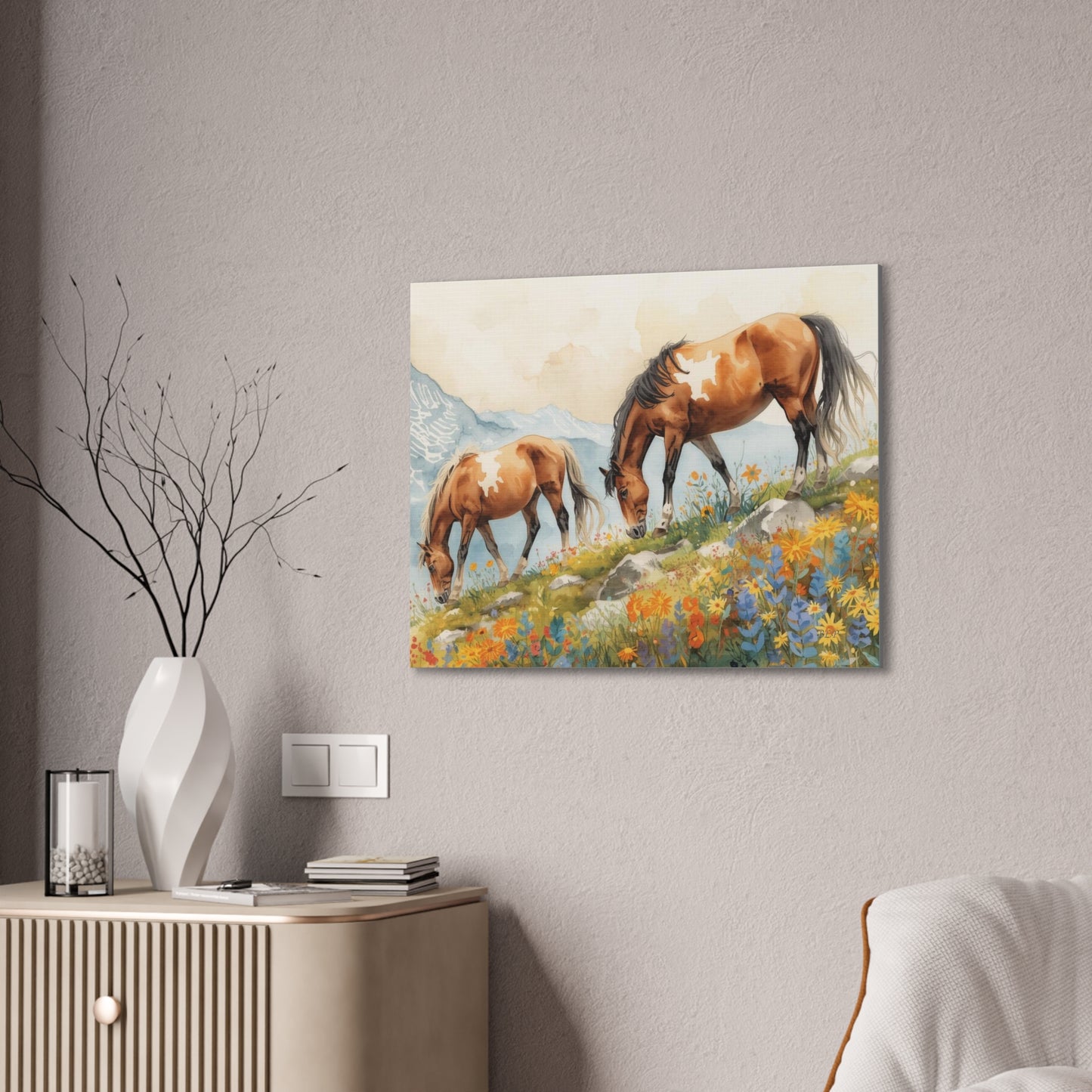 Horses Grazing - Canvas Stretched, 0.75" - Wall Art 2026 - Animals