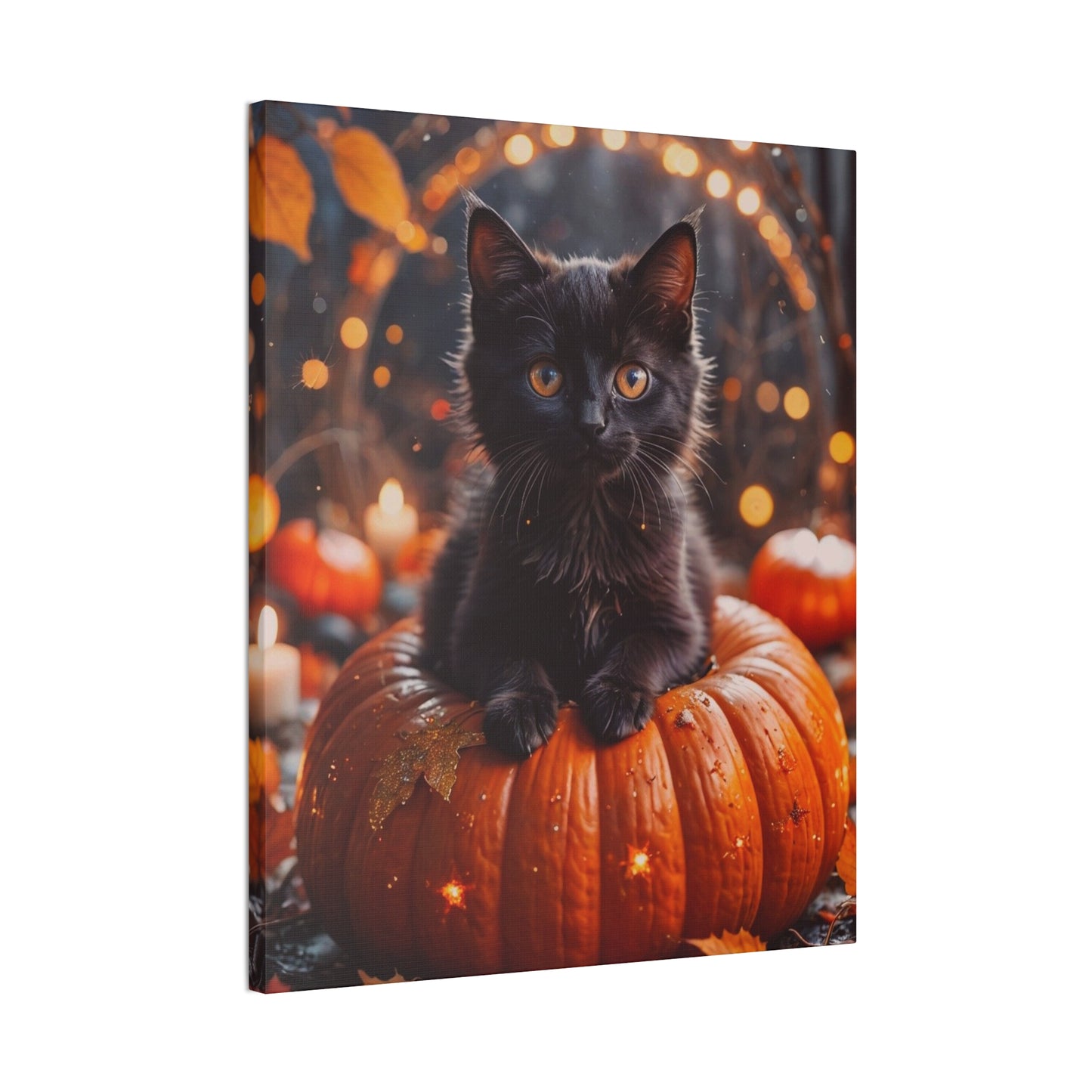 Kitty in Pumkin - Canvas Stretched, 0.75" - Halloween