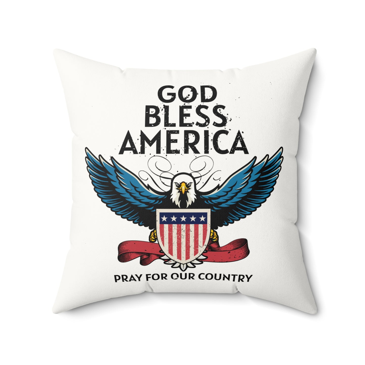 God Bless America - Faux Suede Square Pillow - Mother's Day - Father's Day - Military