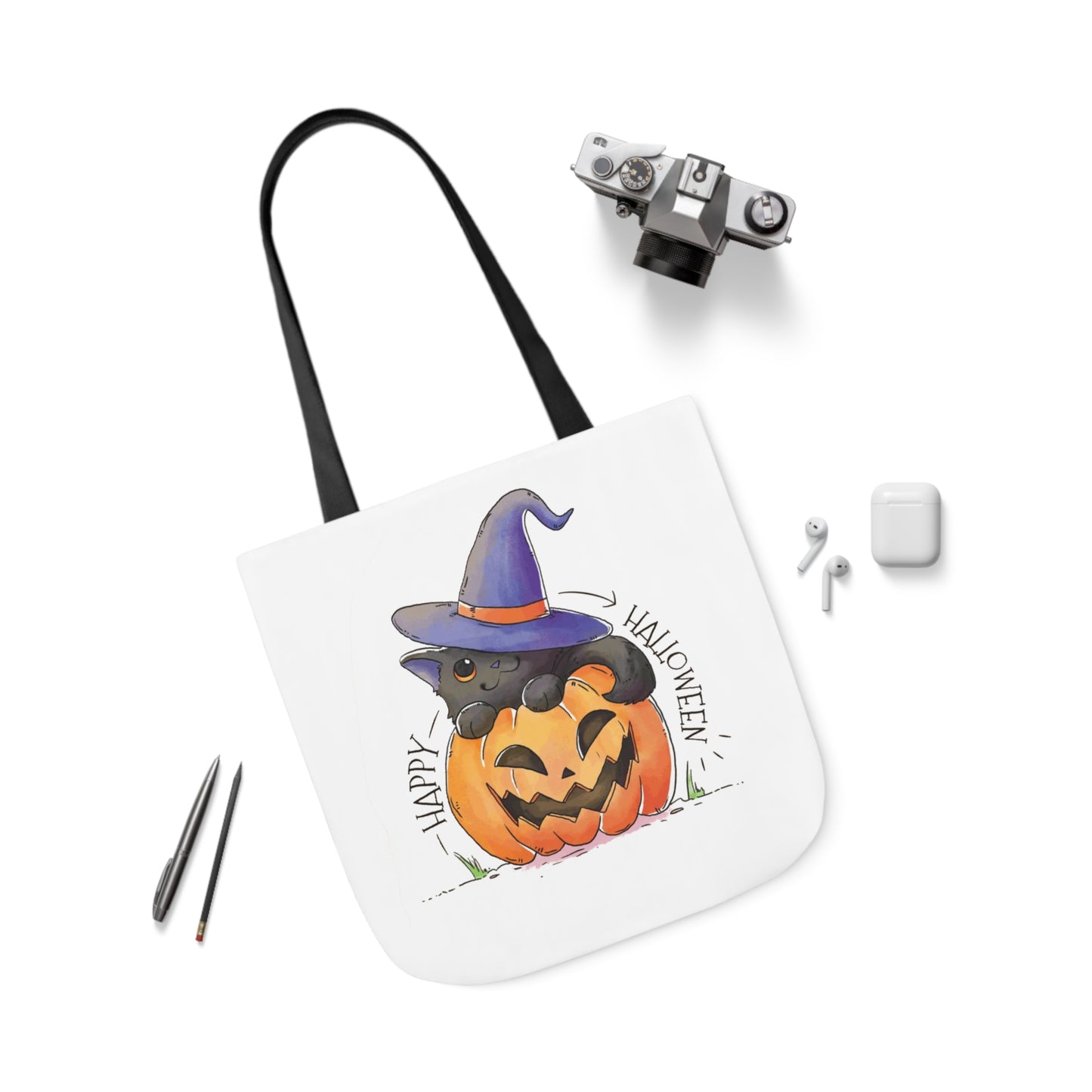 Happy Halloween - Canvas Tote Bag, 5-Color Straps - Halloween