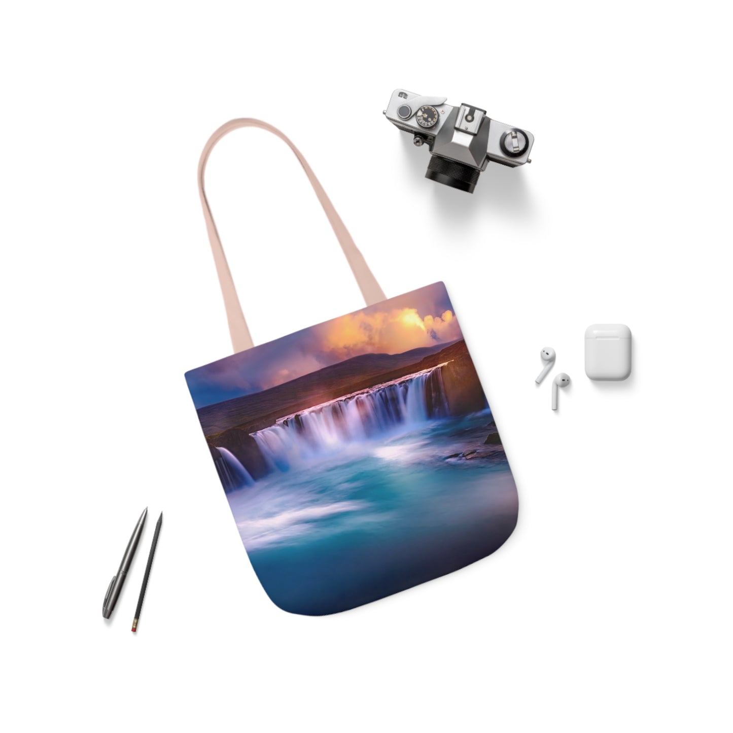 Waterfall - Canvas Tote Bag, 5-Color Straps