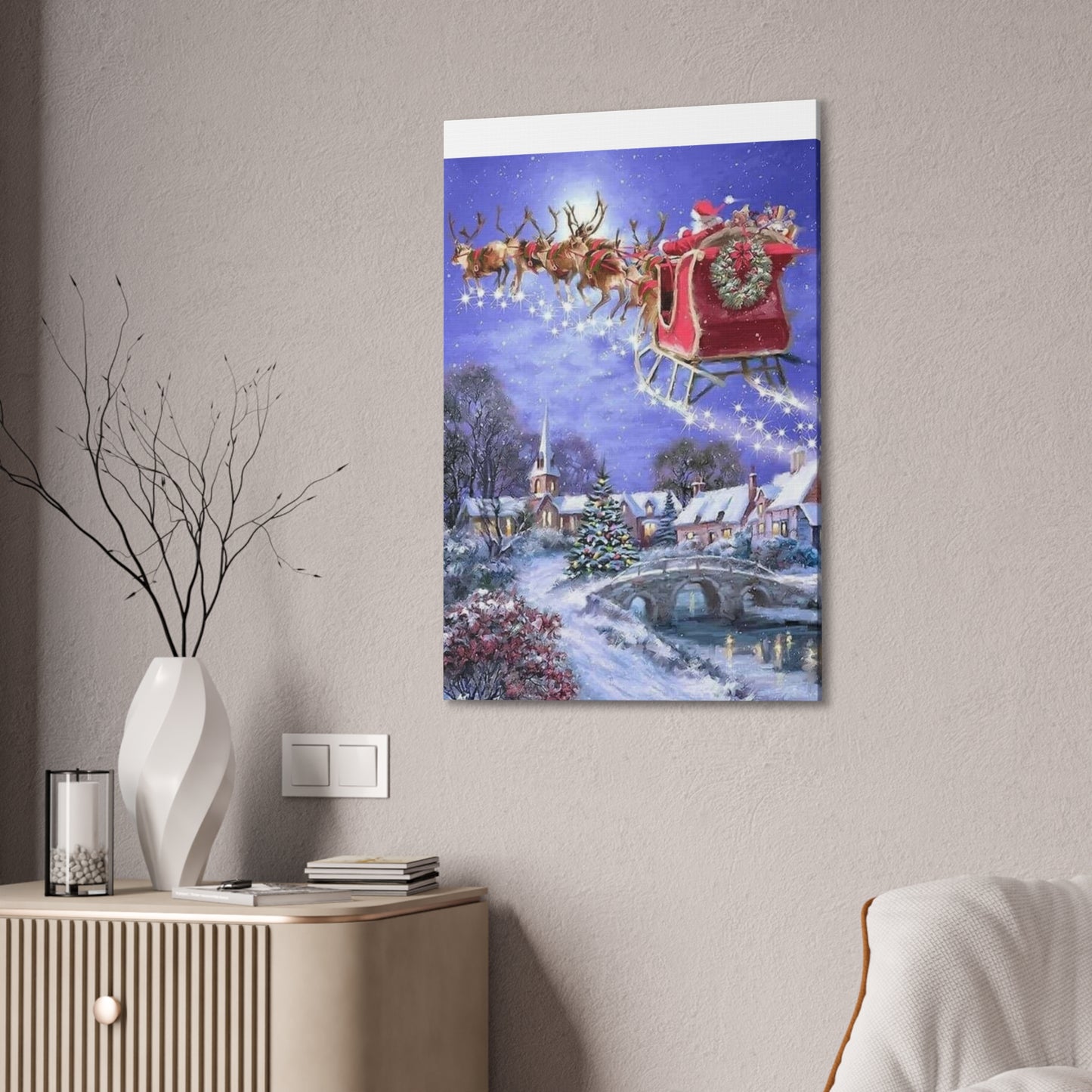 Santa's Coming - Canvas Stretched, 0.75" Christmas