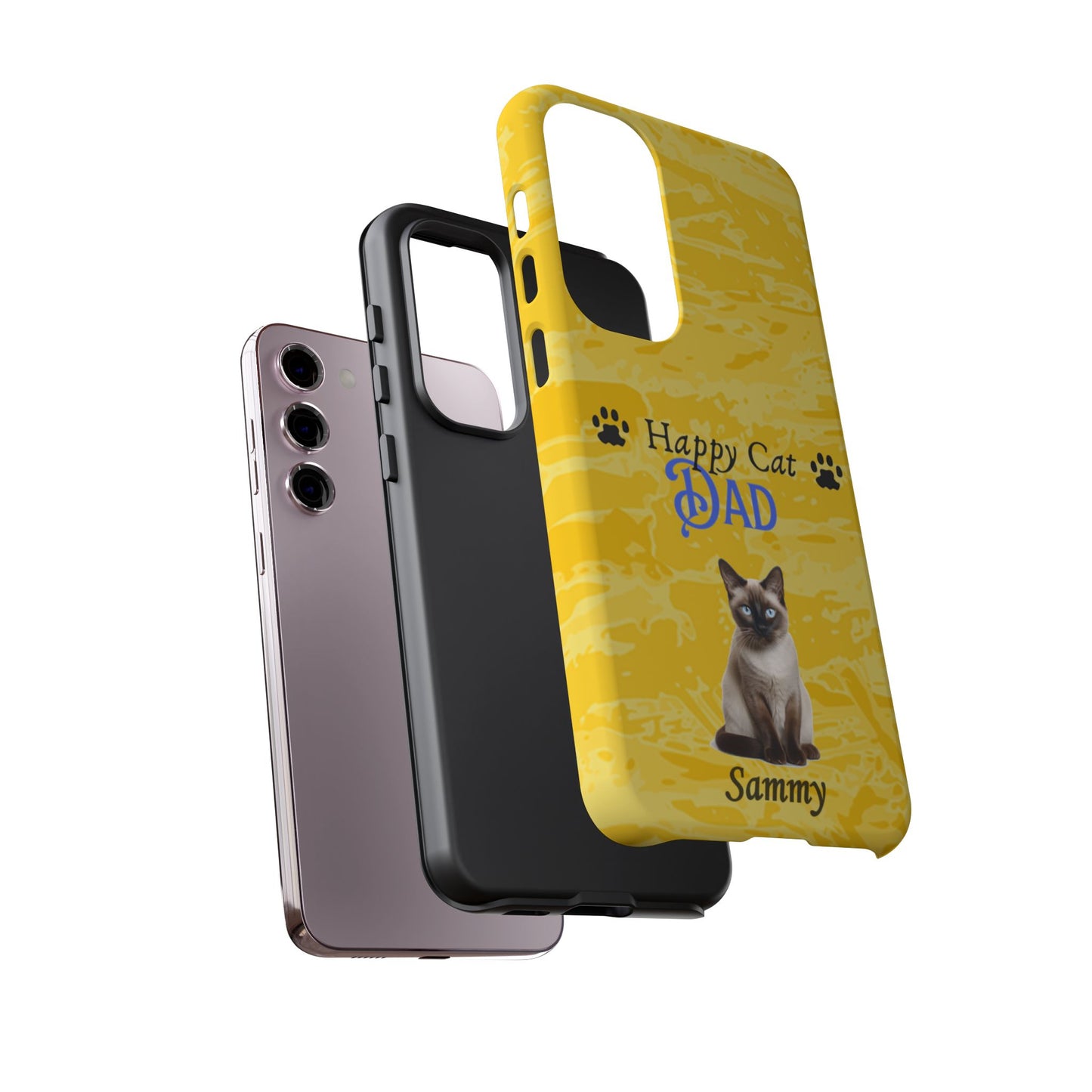 Happy Cat Dad - Personalized - Whimsical Phone Cases - Father's Day