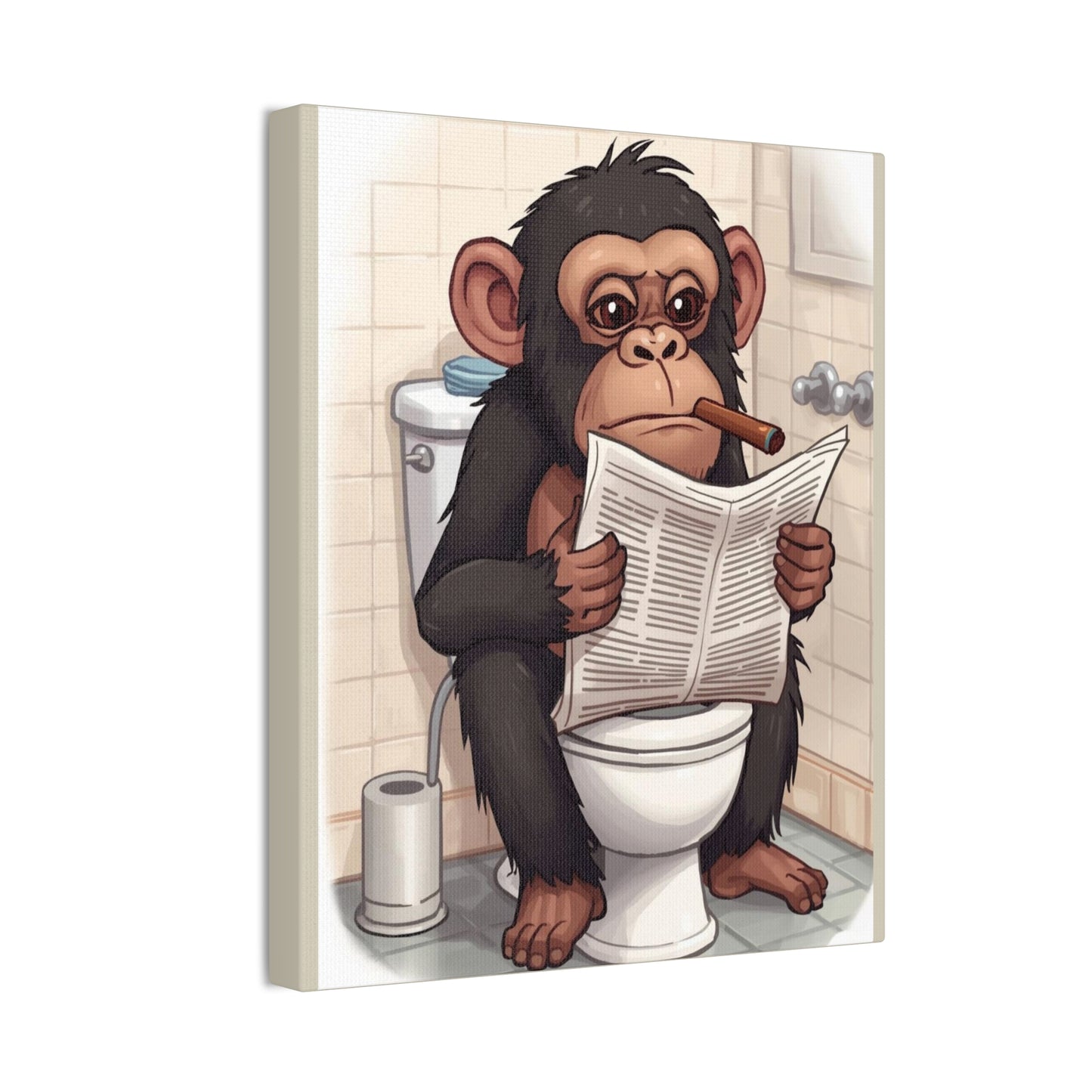 Chimp on the pot - Canvas Stretched, 0.75" - Wall Art 2026 - Bathroom Humor