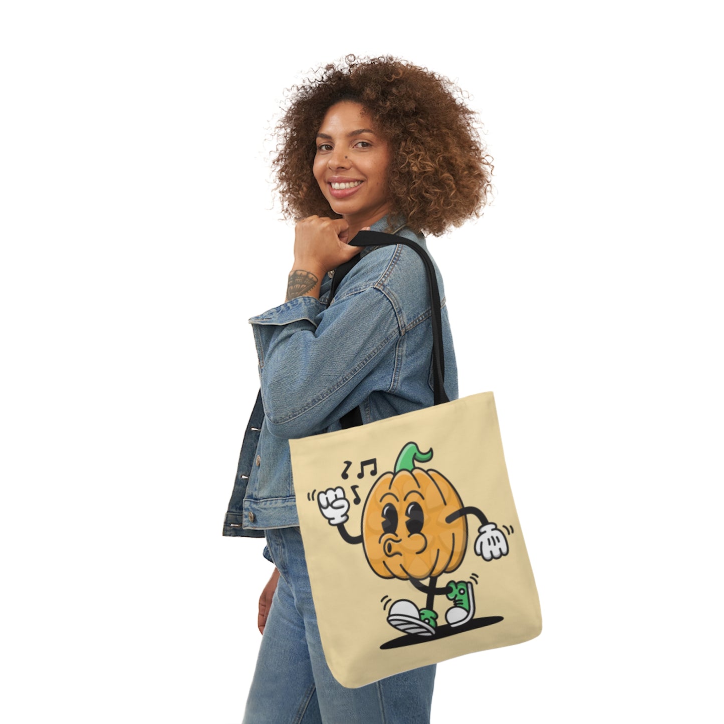 Happy Pumpkin - Canvas Tote Bag, 5-Color Straps - Halloween