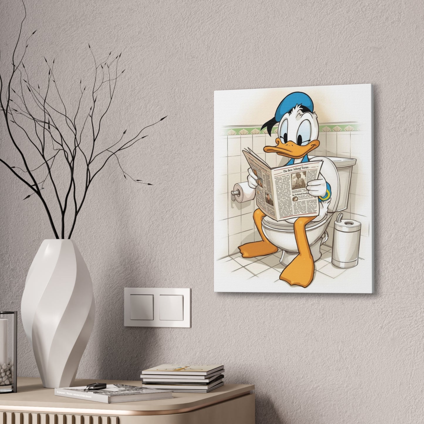 Duck in the Library - Canvas Stretched, 0.75 - Wall Art 2026 - Bathroom Humor"