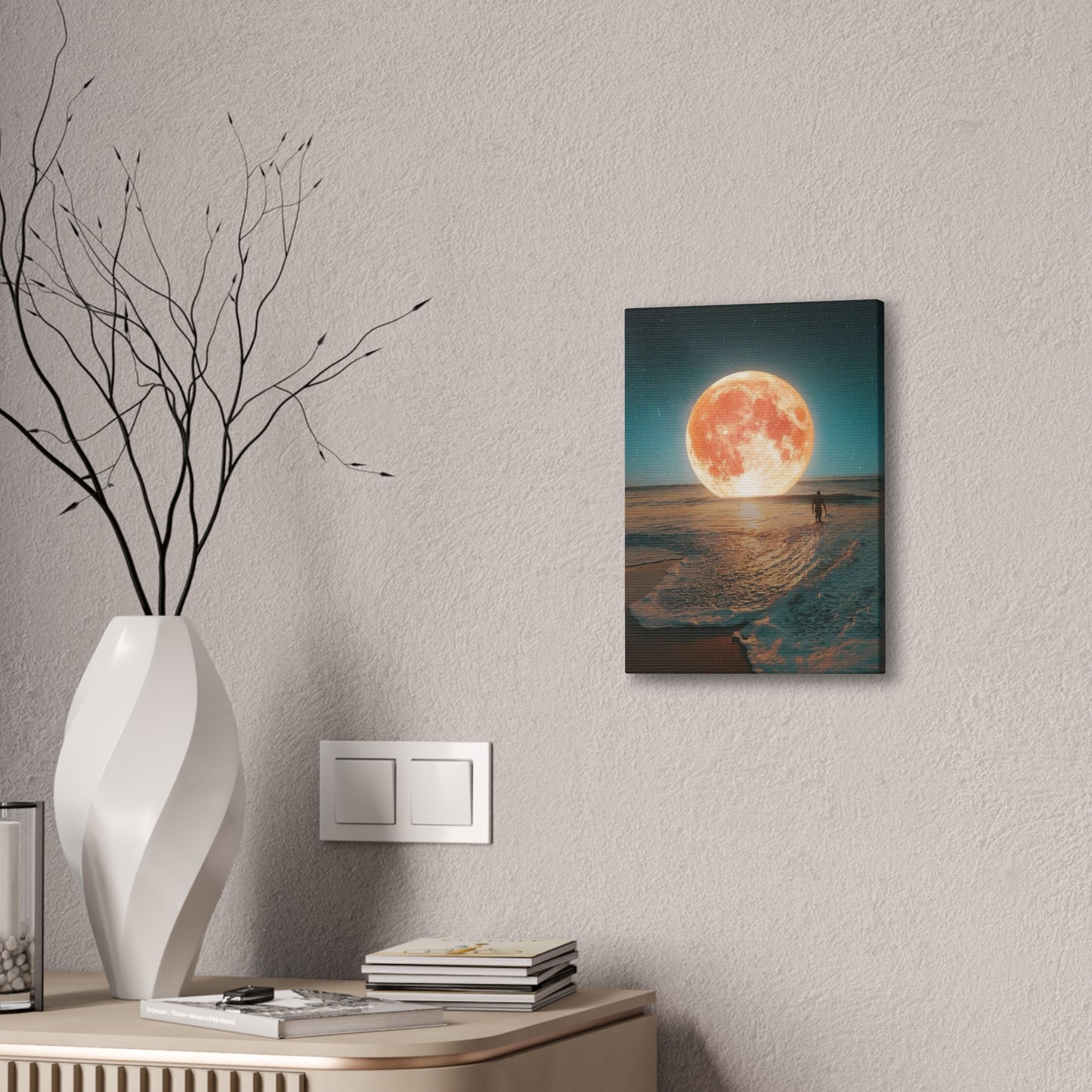 Moon on the water - Canvas Stretched, 0.75"