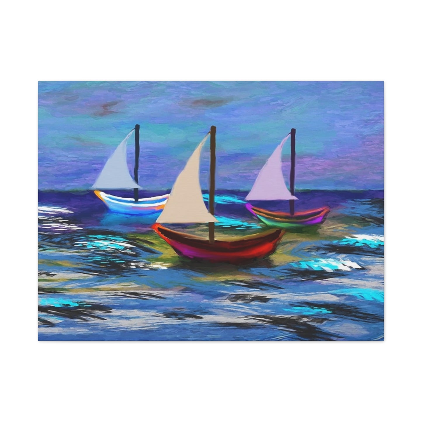 Sail Boats - Pastel _ Canvas Stretched, 0.75"