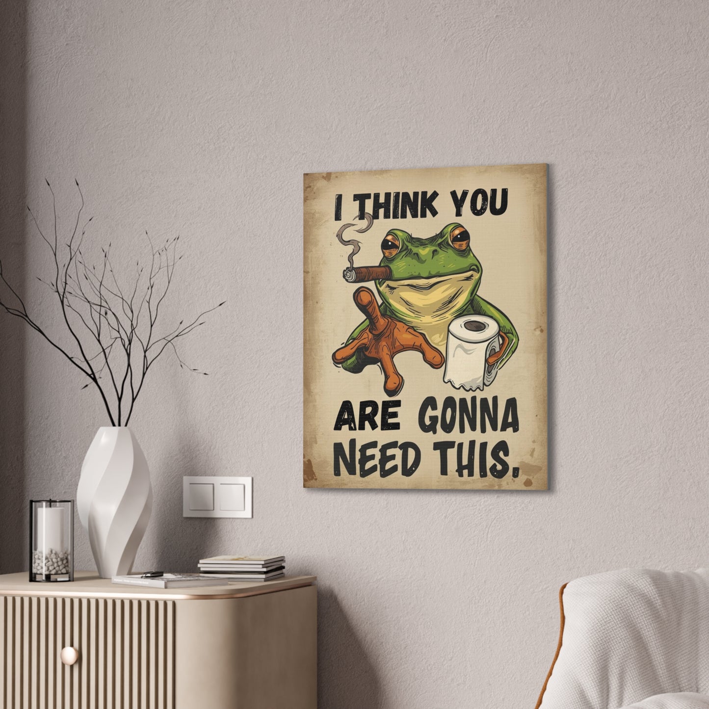 Frog - Canvas Stretched, 0.75" - 2026 Wall Art - Bathroom Humor