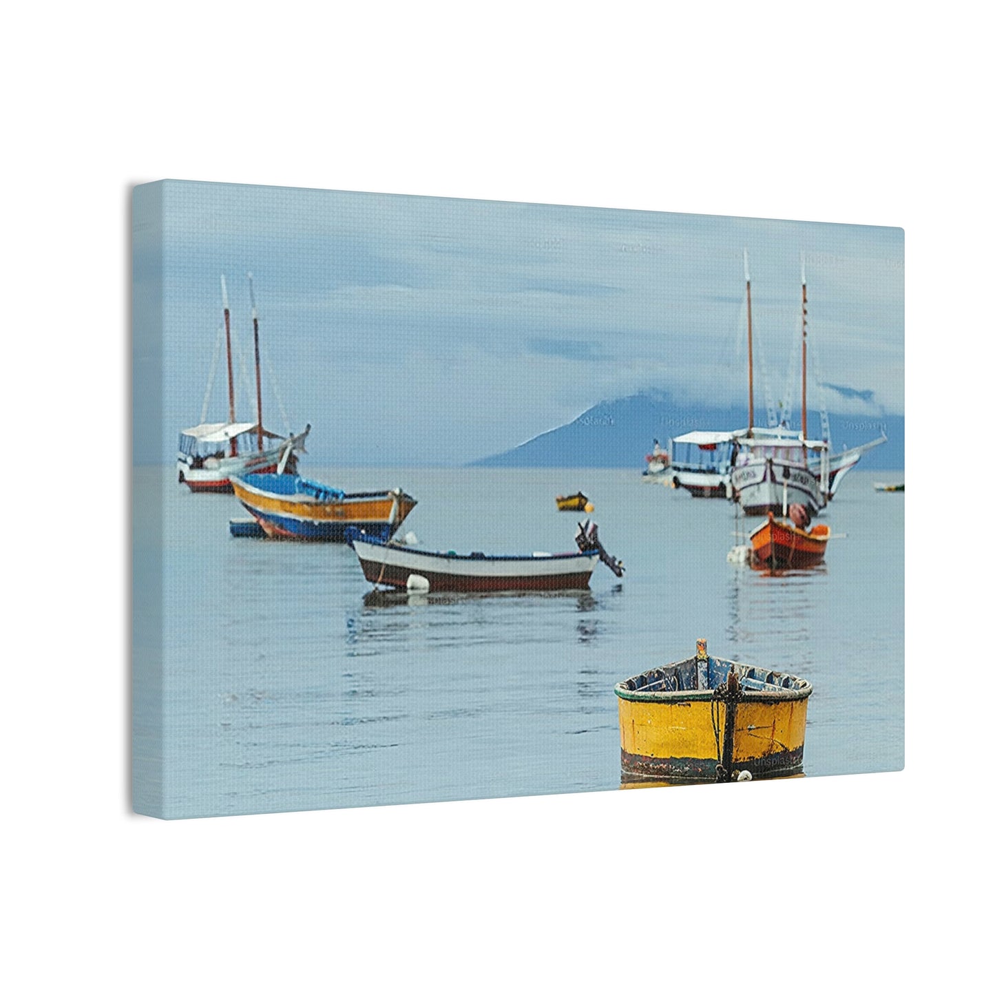 Boats in Harbor _ Canvas Stretched, 0.75"