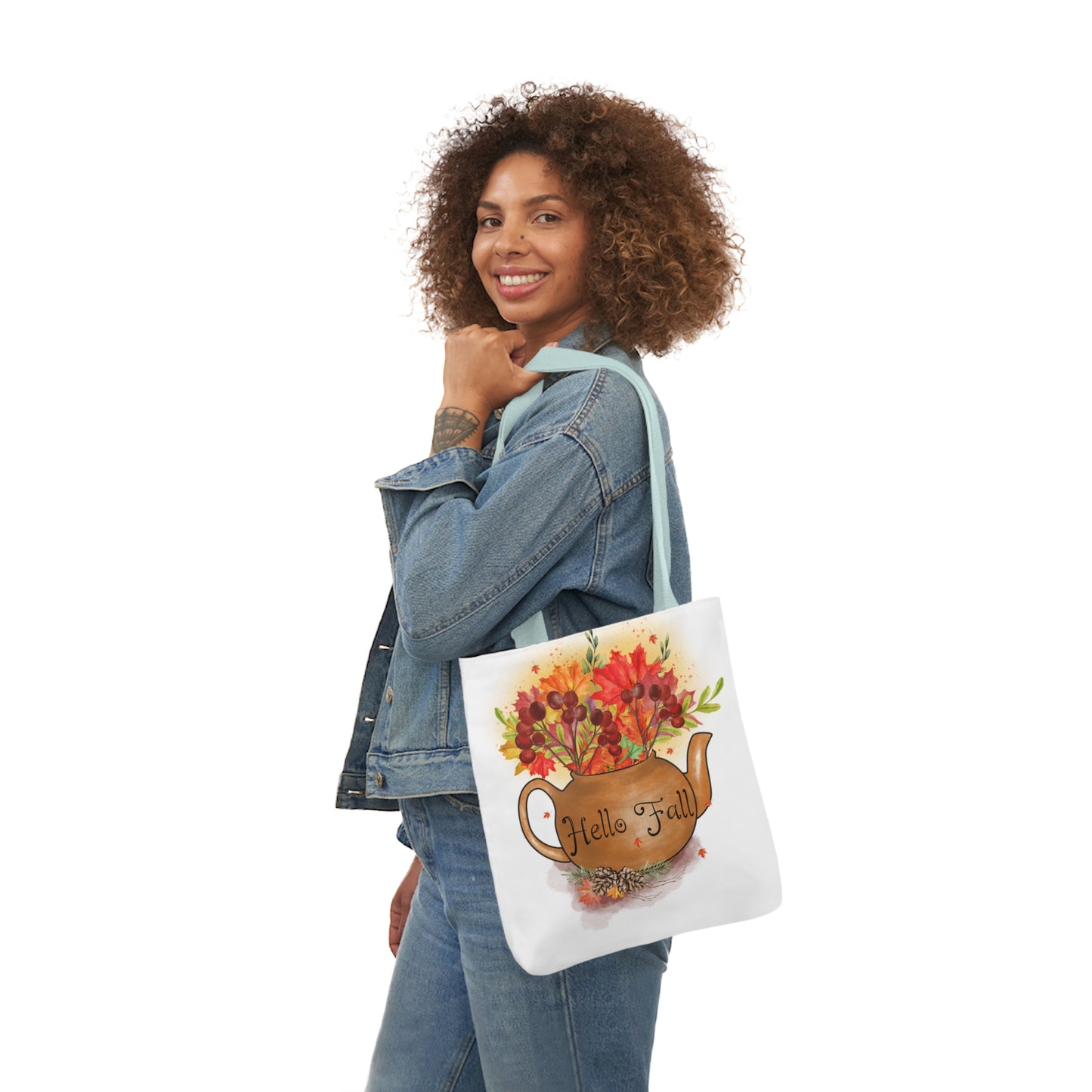 Hello Fall - Canvas Tote Bag, 5-Color Straps